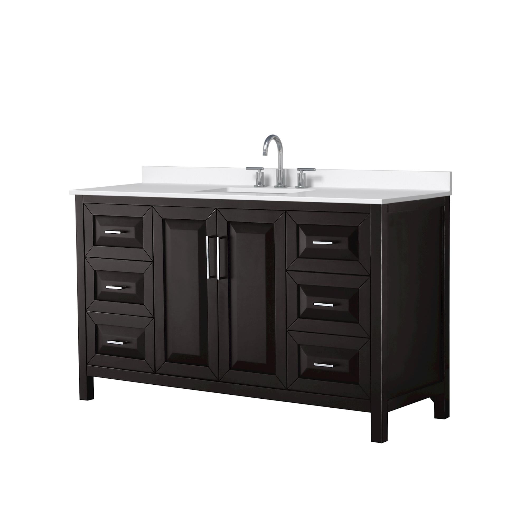 Wyndham Collection WCV252560SDEWQUS3MXX Daria 60-in Dark Espresso with Polished Chrome Trim Undermount Single Sink Bathroom Vanity with White Quartz Quartz Top