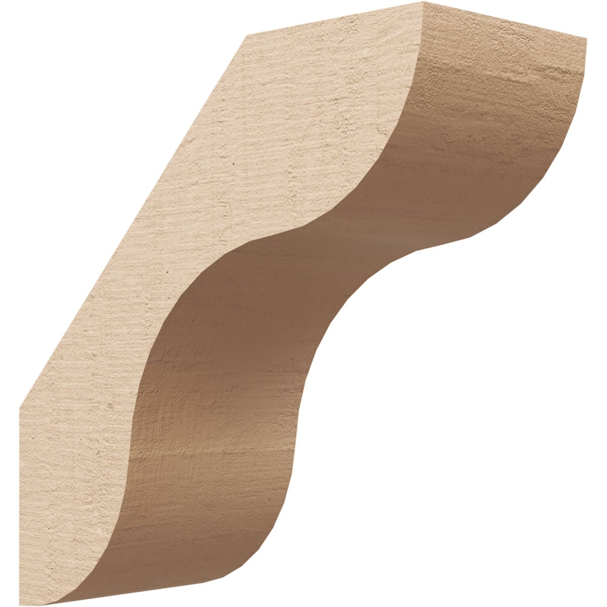 Ekena Millwork BRCUR05X12X12CARRCPR 5-in x 12-in x 12-in Primed Urethane Carmel Rough Cedar Woodgrain TimberThane KneeBrace