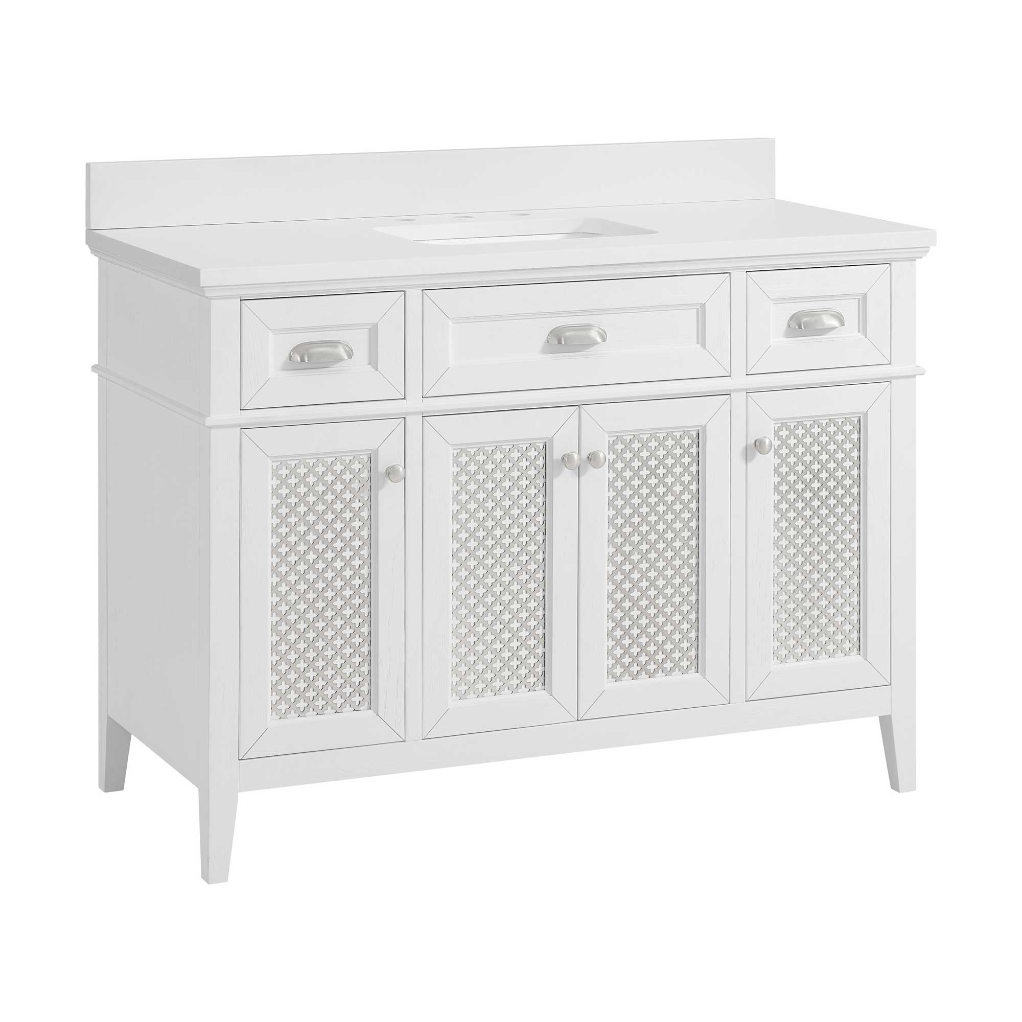 Nicole Curtis 1922VA-48-341-907-UM Northville 48-in Matte White Oak Undermount Single Sink Bathroom Vanity with Pure White Engineered Stone Top