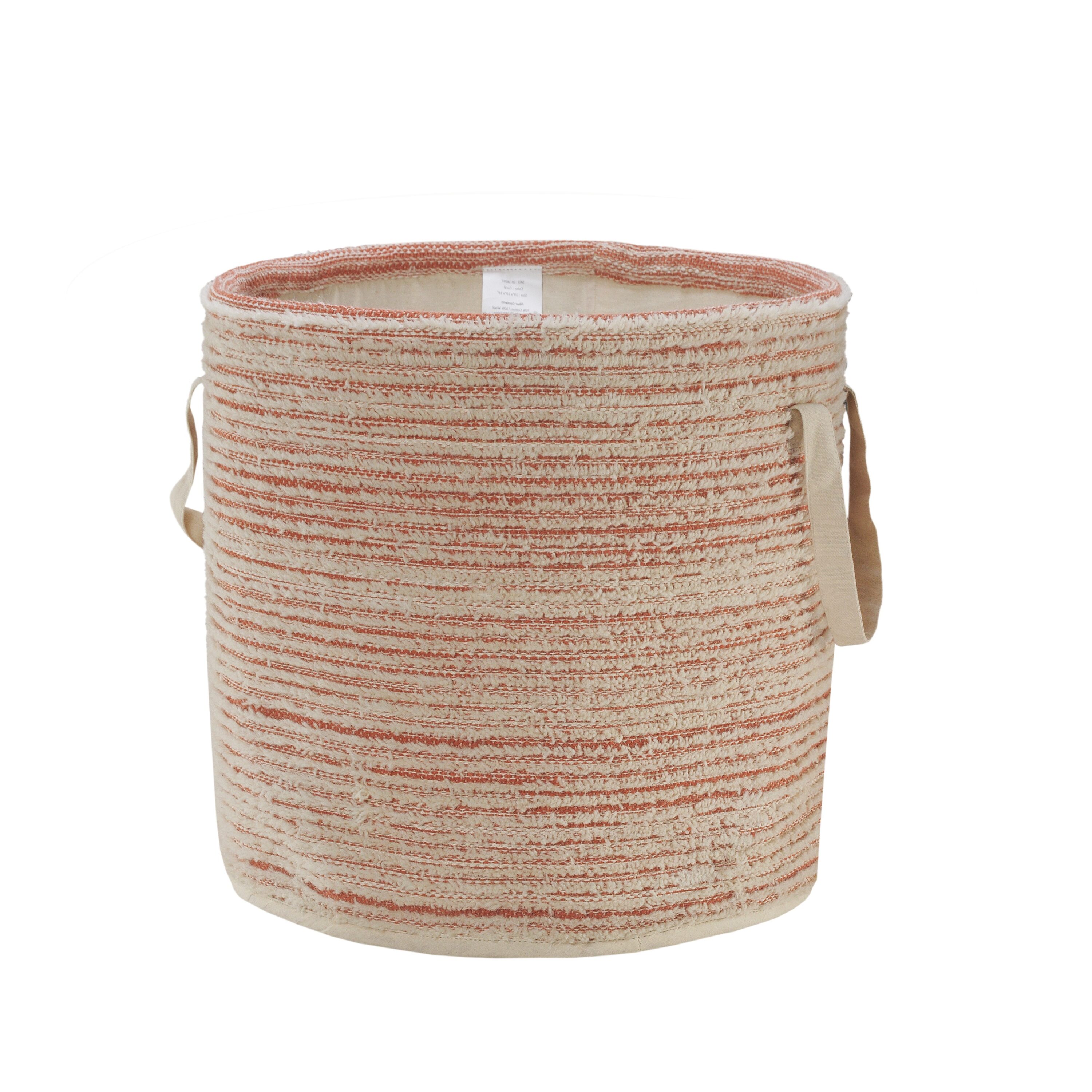 LR Home 8622A0084934J8 ( 19-in W x 19-in H x 19-in D ) Coral/White Cotton Basket