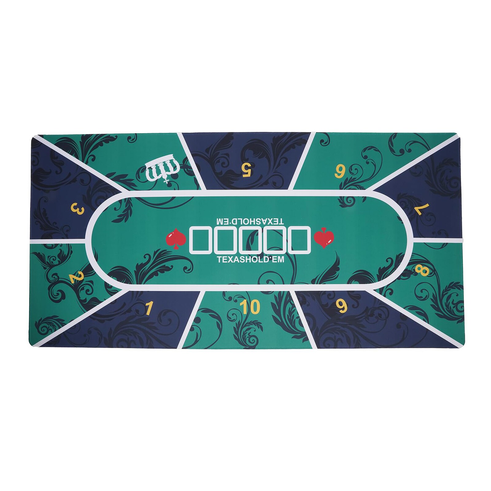 Etokfoks  Game Table Accessories Poker Mat for 10 Players in Green Non Slip Rubber Backing Waterproof Table Topper 1 Pack