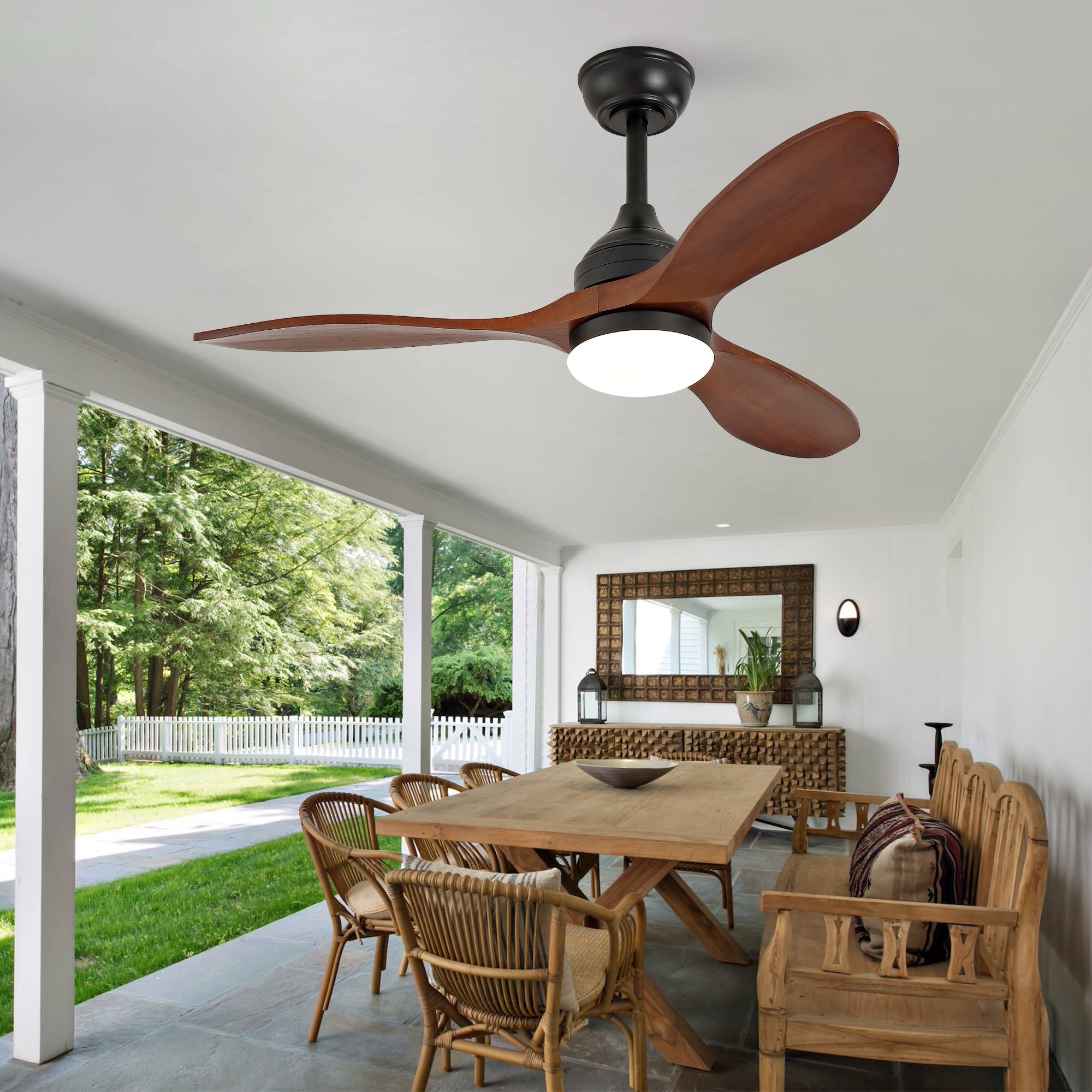 HyperDrop Cart 42-in Solid Wood 3-Blade Ceiling Fan with Integrated ...