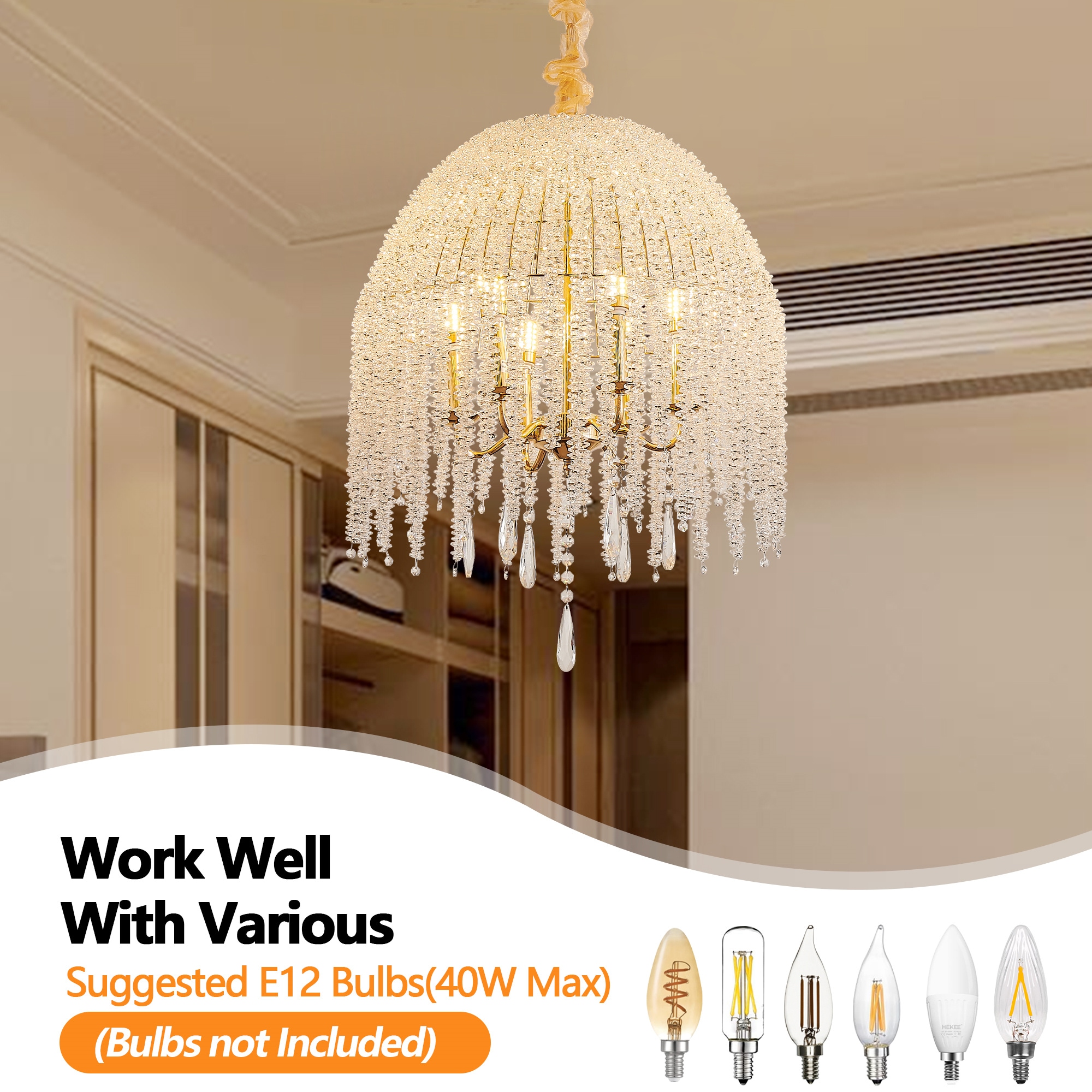 Alexis Two-Tone Antique Brass & Black 6-Light Chandelier