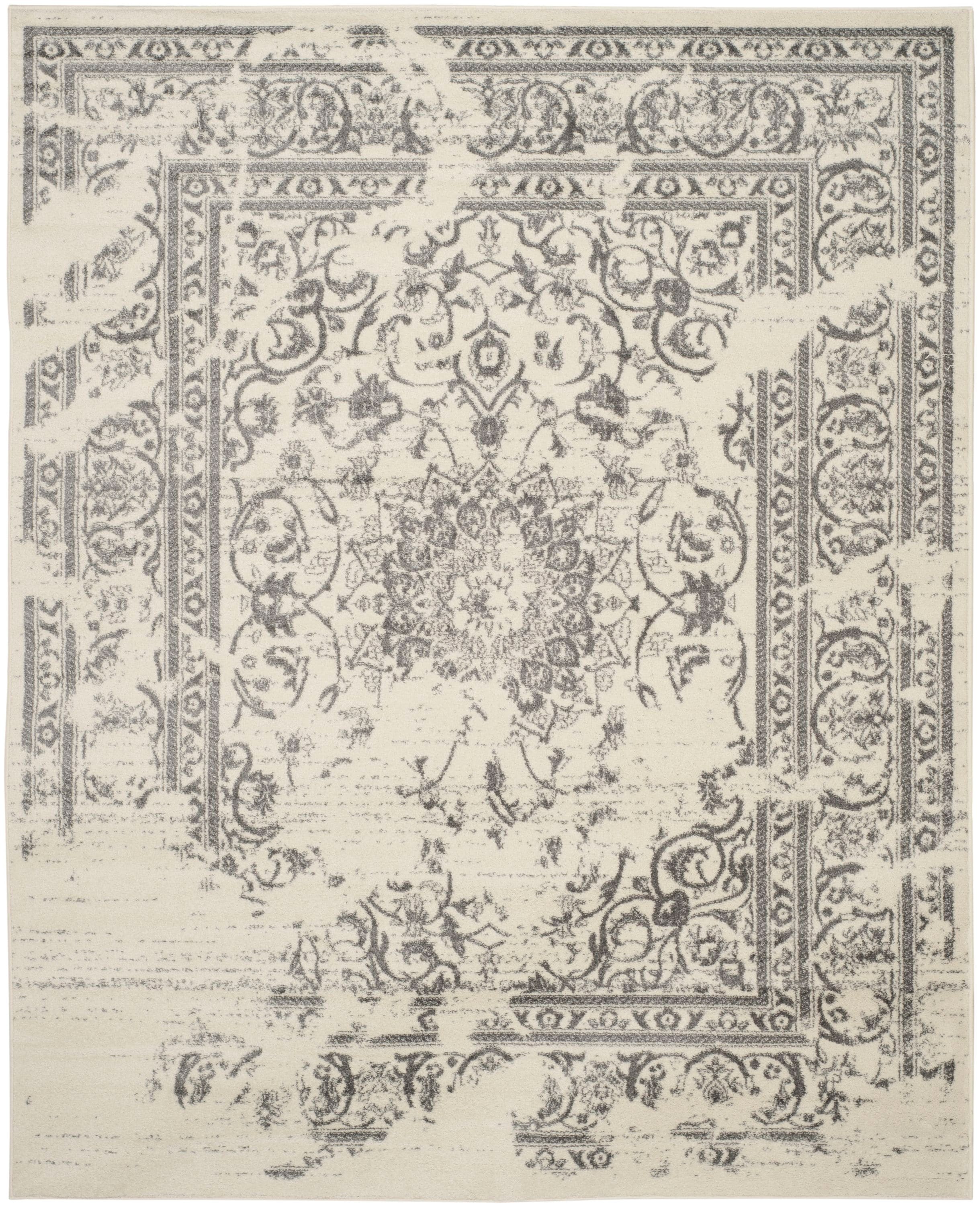 Safavieh ADR101B-10 Adirondack Plaza 10 x 14 (ft) Loomed Polypropylene Ivory/Silver Rectangular Indoor Distressed/Overdyed Vintage Area rug