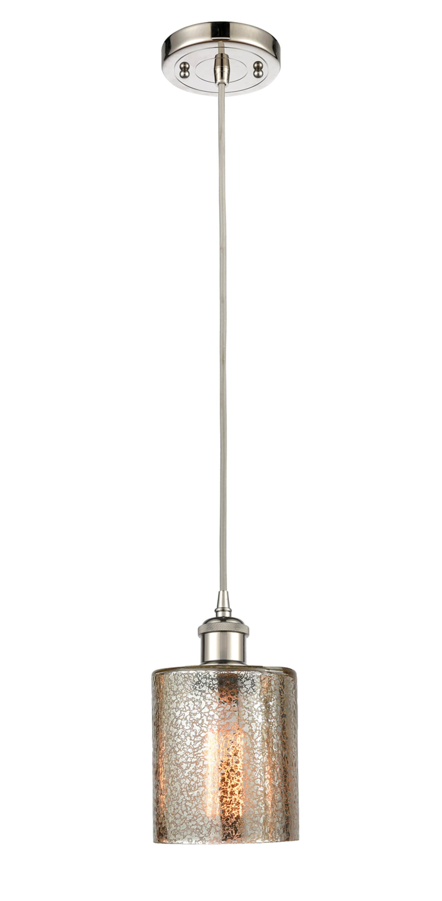 Polished Nickel Mercury Glass Mini Drum Pendant Light