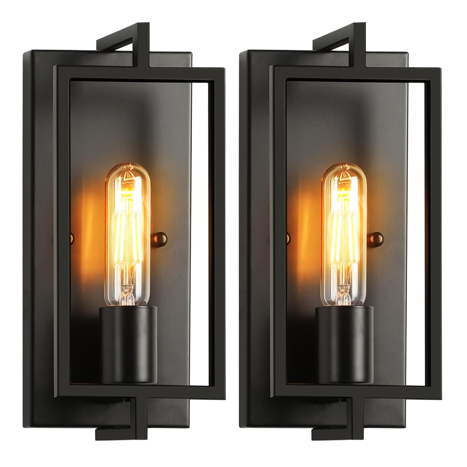 IUEST  Black Wall Sconces Set of 2 Modern Industrial Wall Light Fixtures Indoor Farmhouse Rustic Wall Mounted Lamp for Bedroom Living Room Hallway