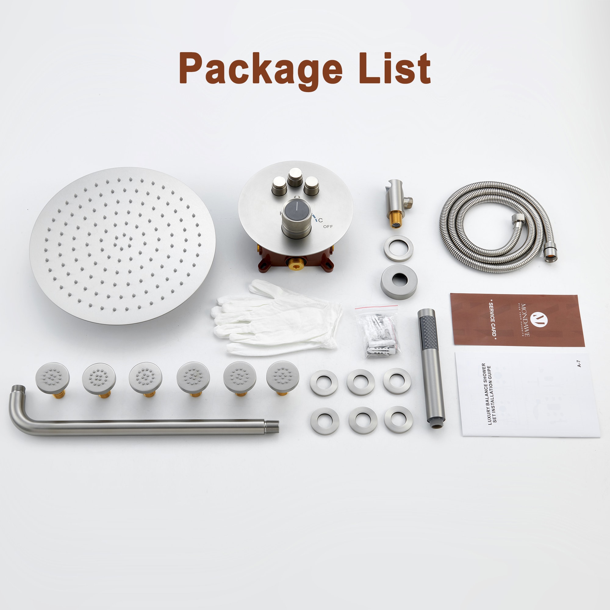 Mondawe WF6823-12BN Showerhead-Bar-Panels - View #10