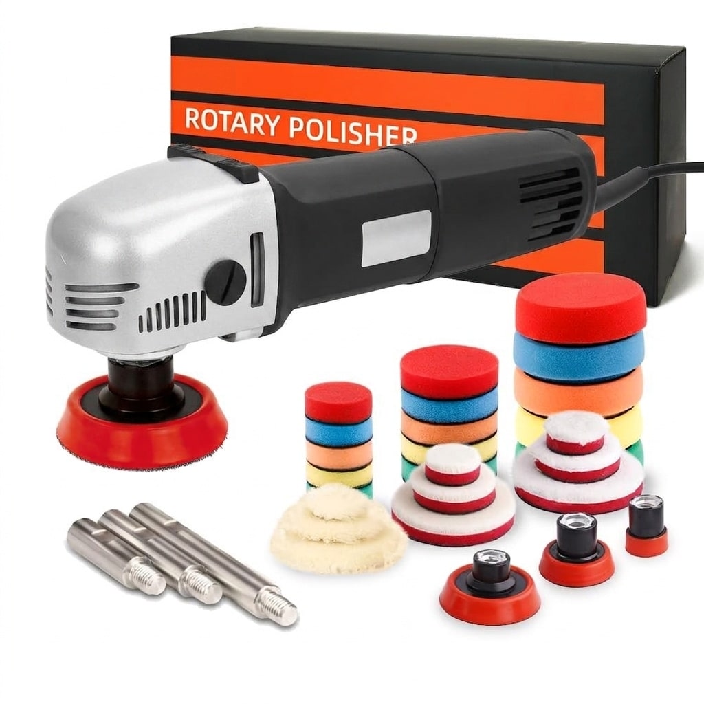 JVFCXXV  Mini Polishing Machine Buffer Rotary Polisher Kit 27pcs Mixed Size Pads Extension Shaft for Auto Detailing Paint Waxing Polishing