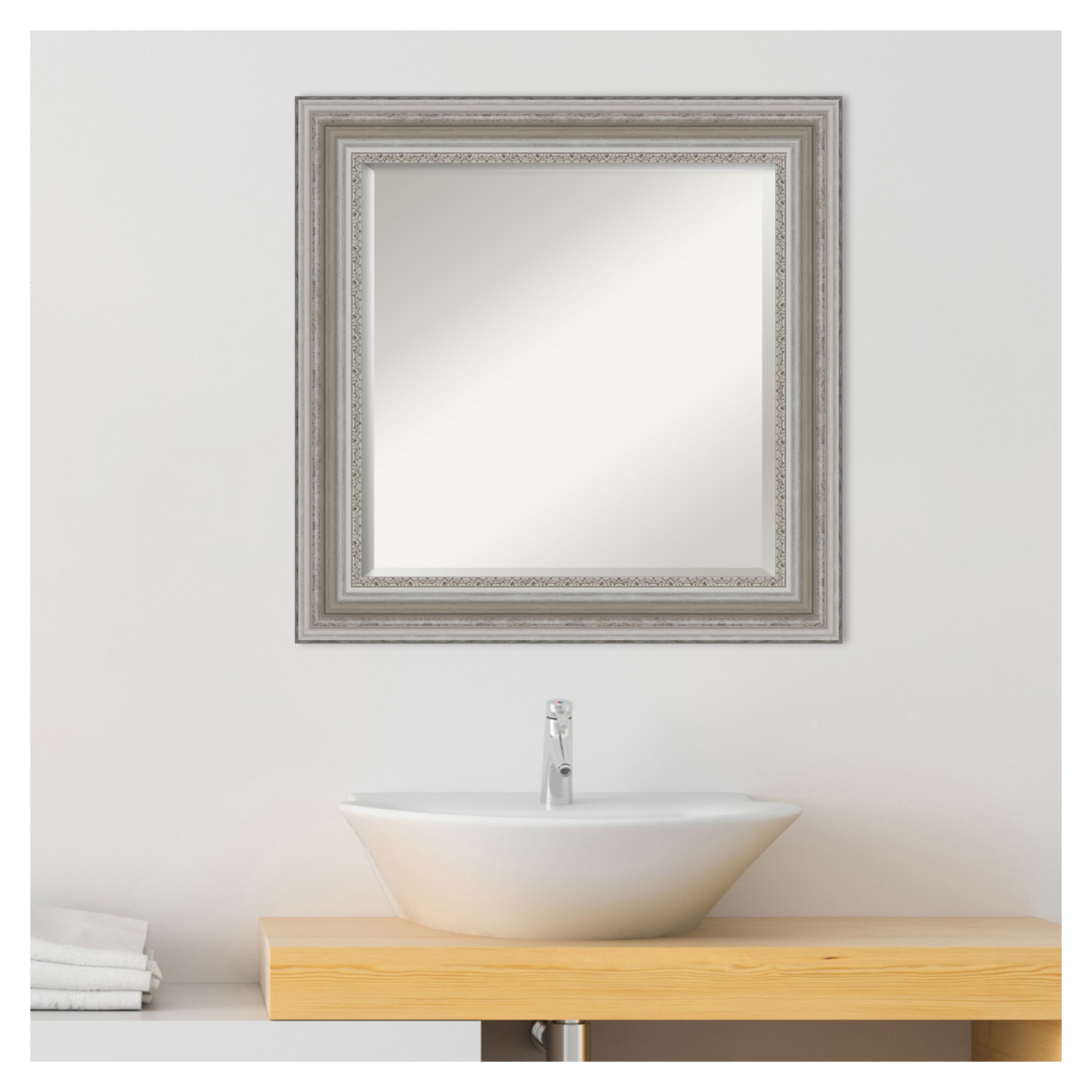Parlor Silver Beveled Glass Bathroom Vanity Mirror