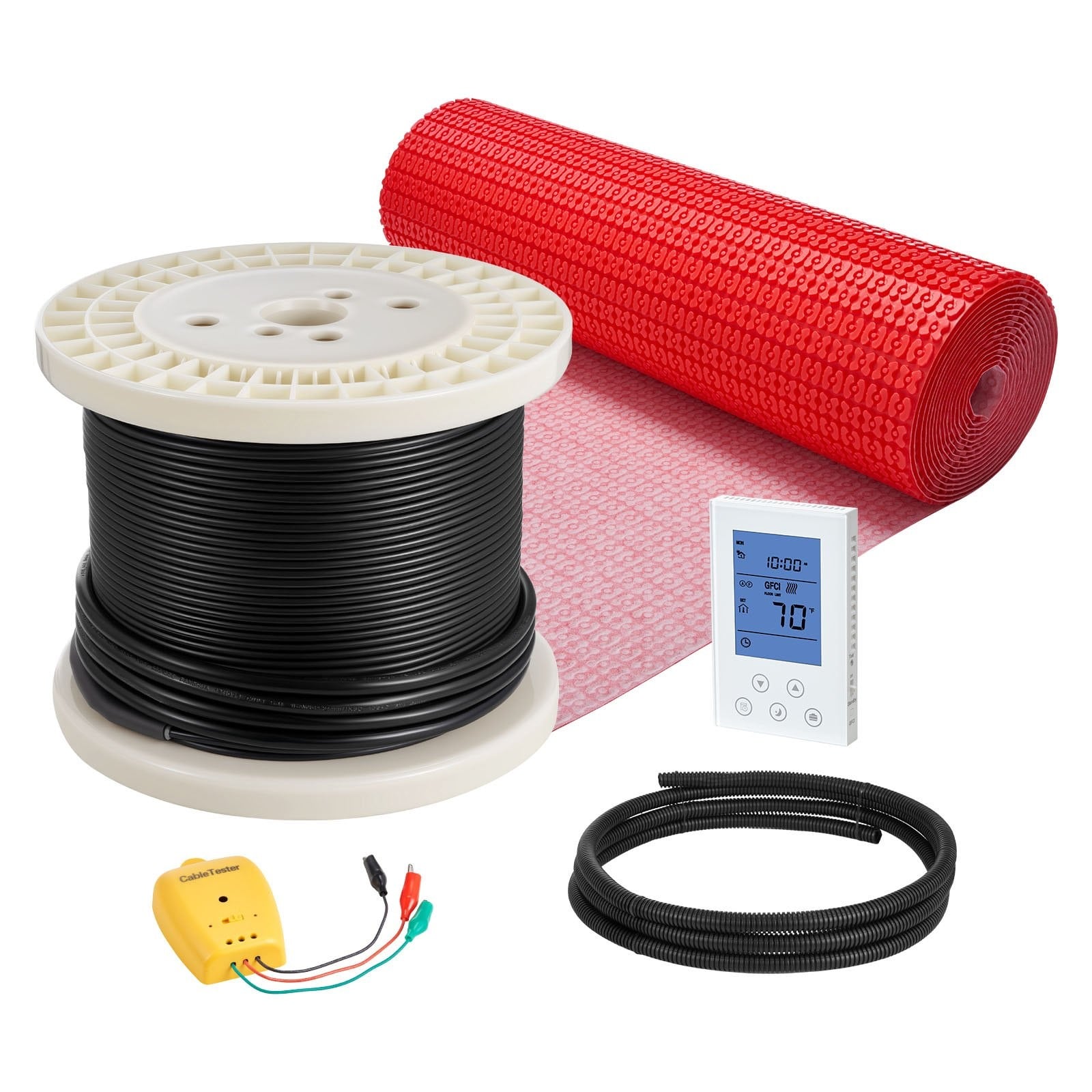 GIVIMO 120-sq ft Electric Floor Heating Mat System 120V 1440W Radiant Heated Floor Kit with Decoupling Membrane Programmable GFCI Thermostat Dual Air and Floor Sensors for Tile Stone Vinyl Laminate Engineered Wood Bathroom Kitchen Under-Floor Warming