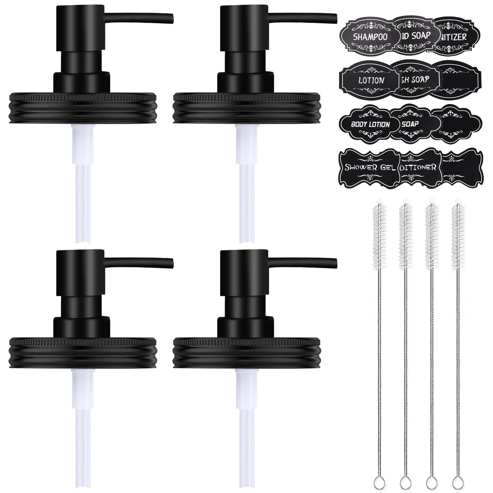 AOIZGMY  Mason Jar Soap Dispenser Set Rustproof Plastic Lotion Pump and Lids Accessories for Regular Mouth Mason Jar Farmhouse Kitchen Counter