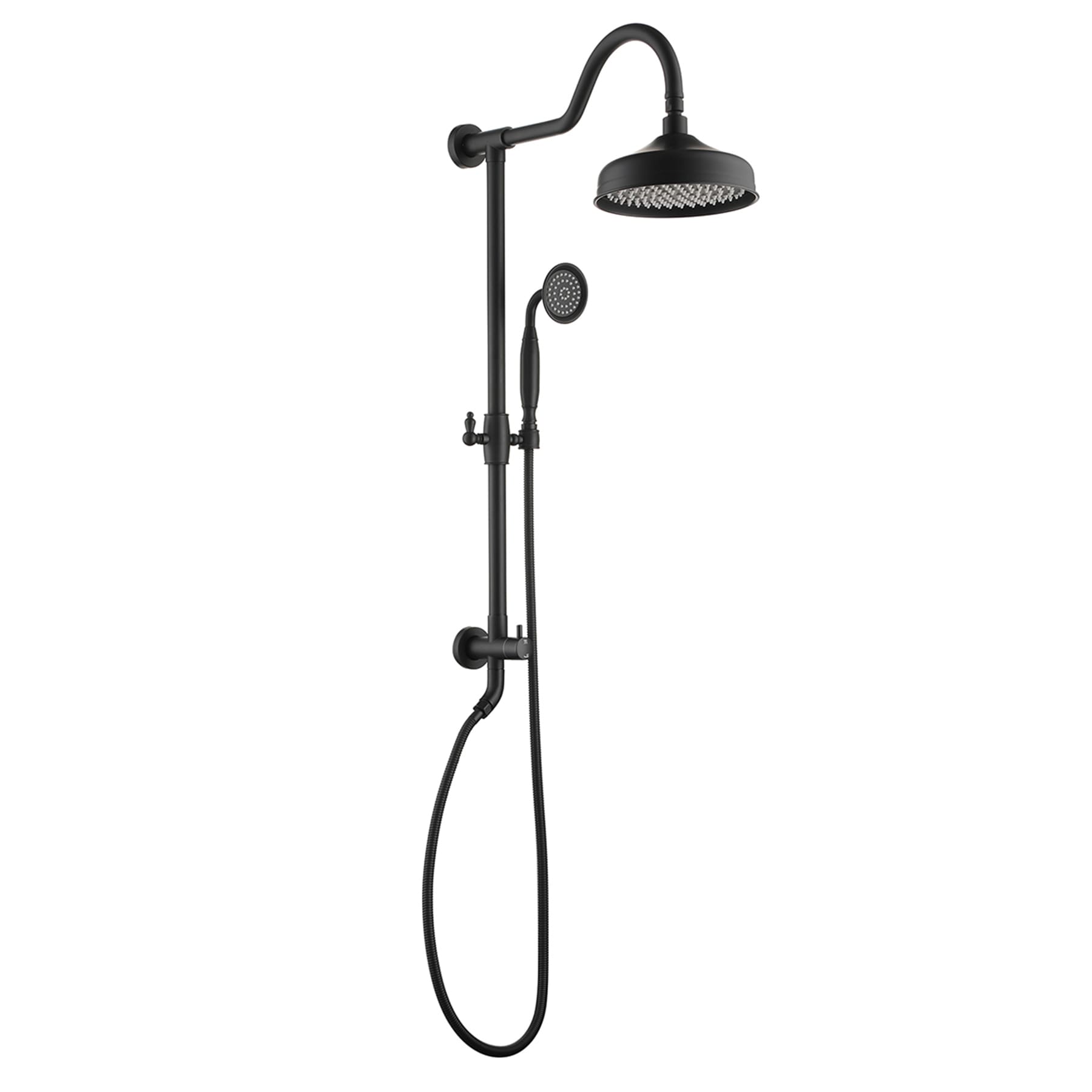 Mondawe MOSL050-10MB Matte Black 8-in Shower Faucet Bar System with 2-way Diverter