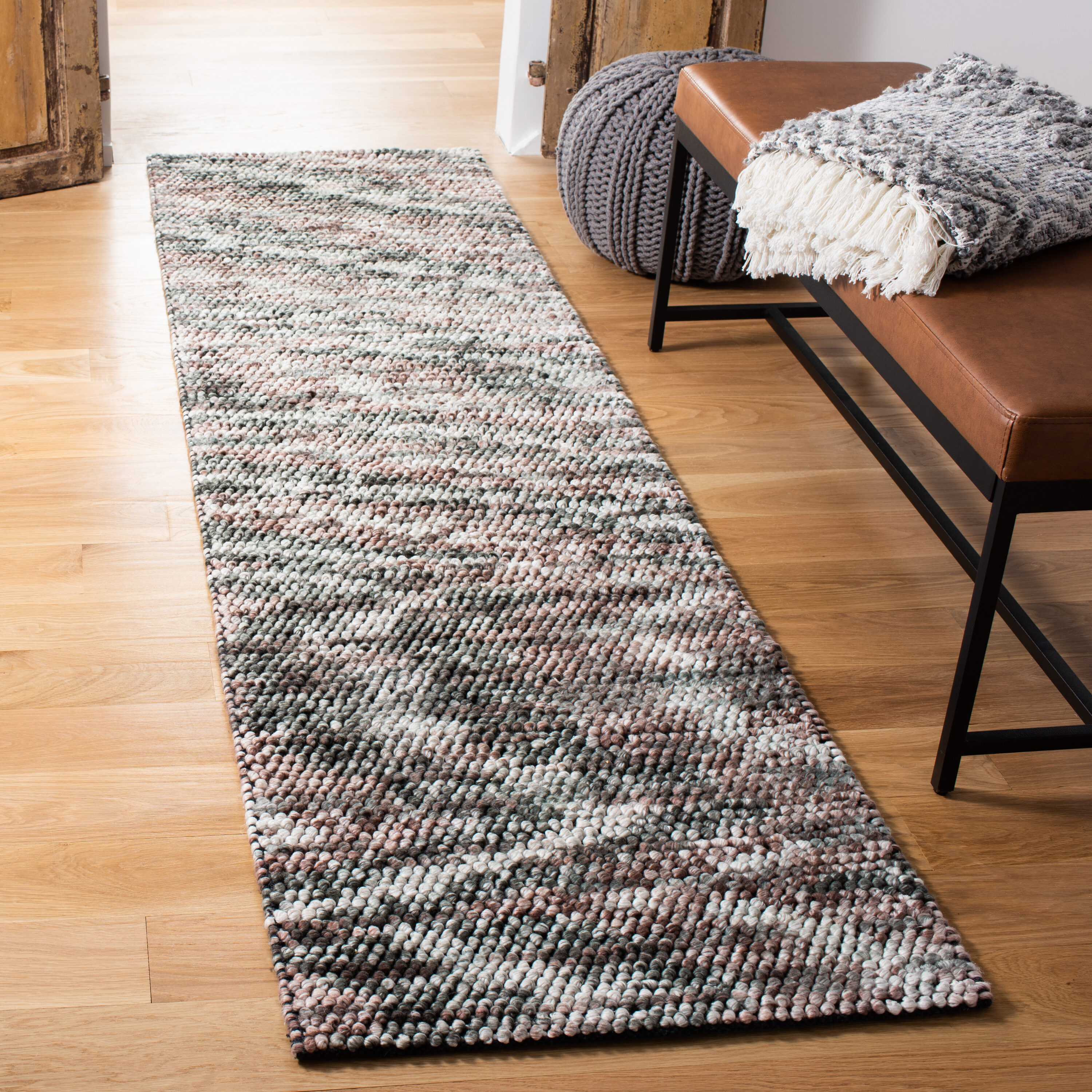 Safavieh NAT551T-28 Natura Norgate 2 x 8 (ft) Polyester Brown/Ivory Rectangular Indoor Abstract Coastal Runner rug
