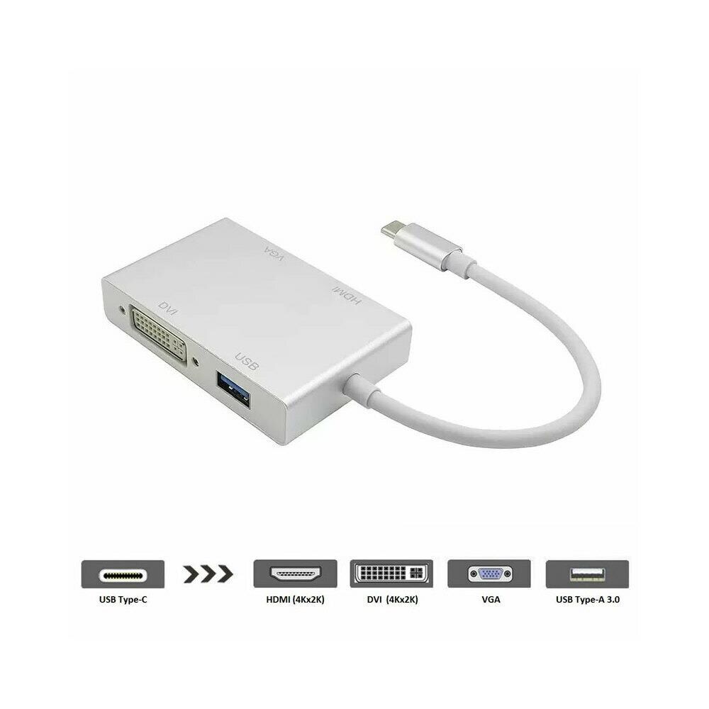 Axiom SYBA32152  4N1USBCHVDU-AX 4-in-1 USB-C to HDMI, VGA DVI and USB Video Adapter