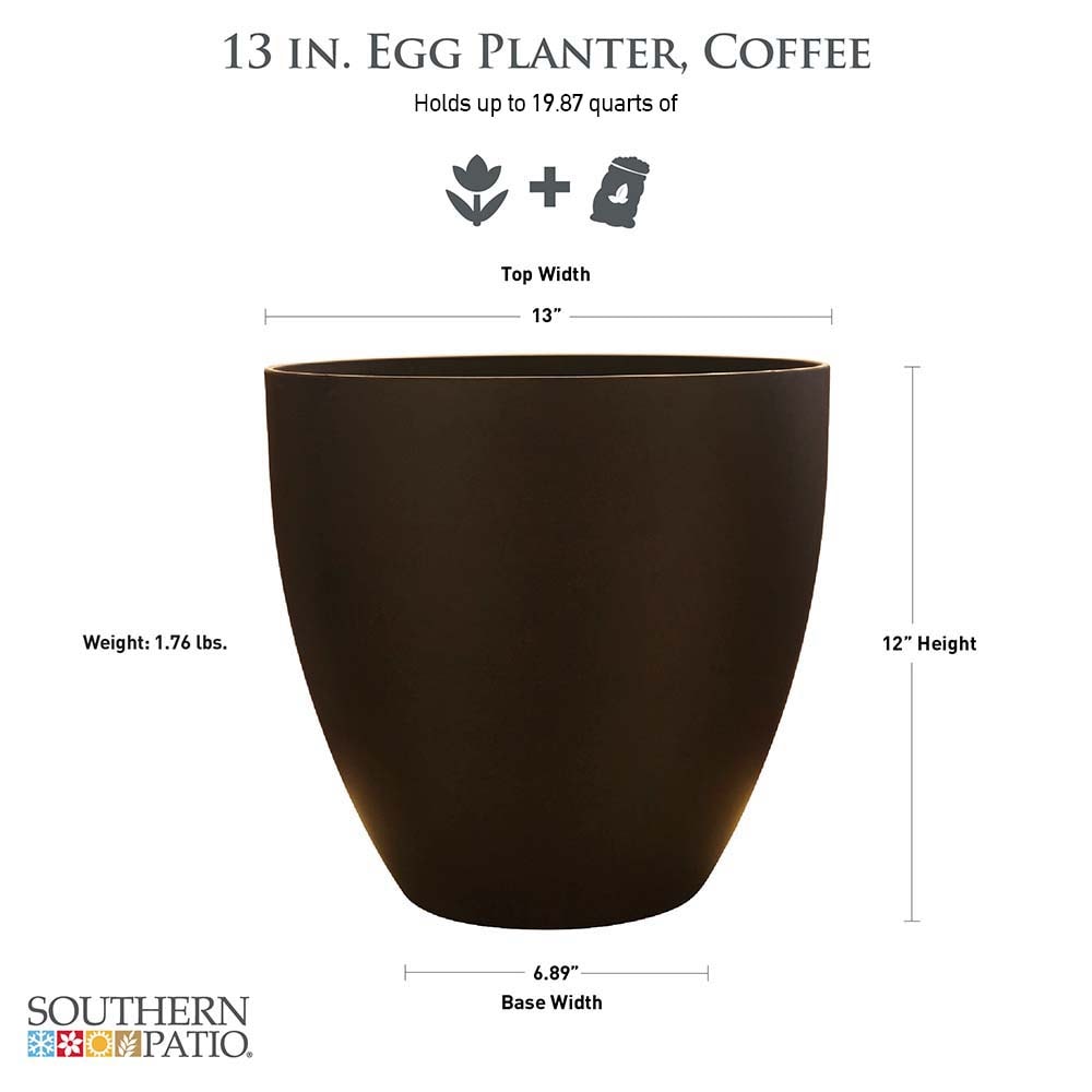 Southern Patio 13-in W x 12-in H Brown Plastic Indoor Planter in the ...