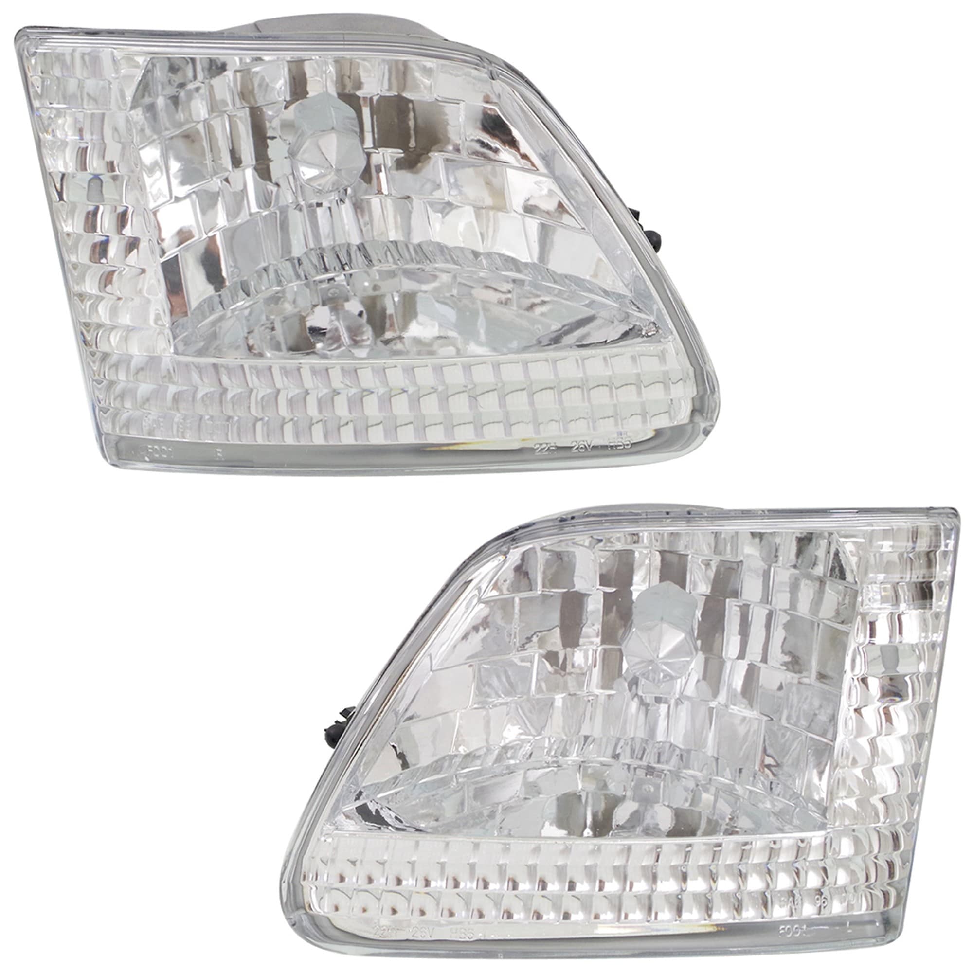 Garage-Pro JCWSTYFD9703CHLS1GP Driver and Passenger Side Headlight For Ford F-150 1997-2003 Halogen Clear Lens Chrome Housing Without Bulb(s) Replaces# 3l3z13008da-pfm 3l3z13008ca-pfm