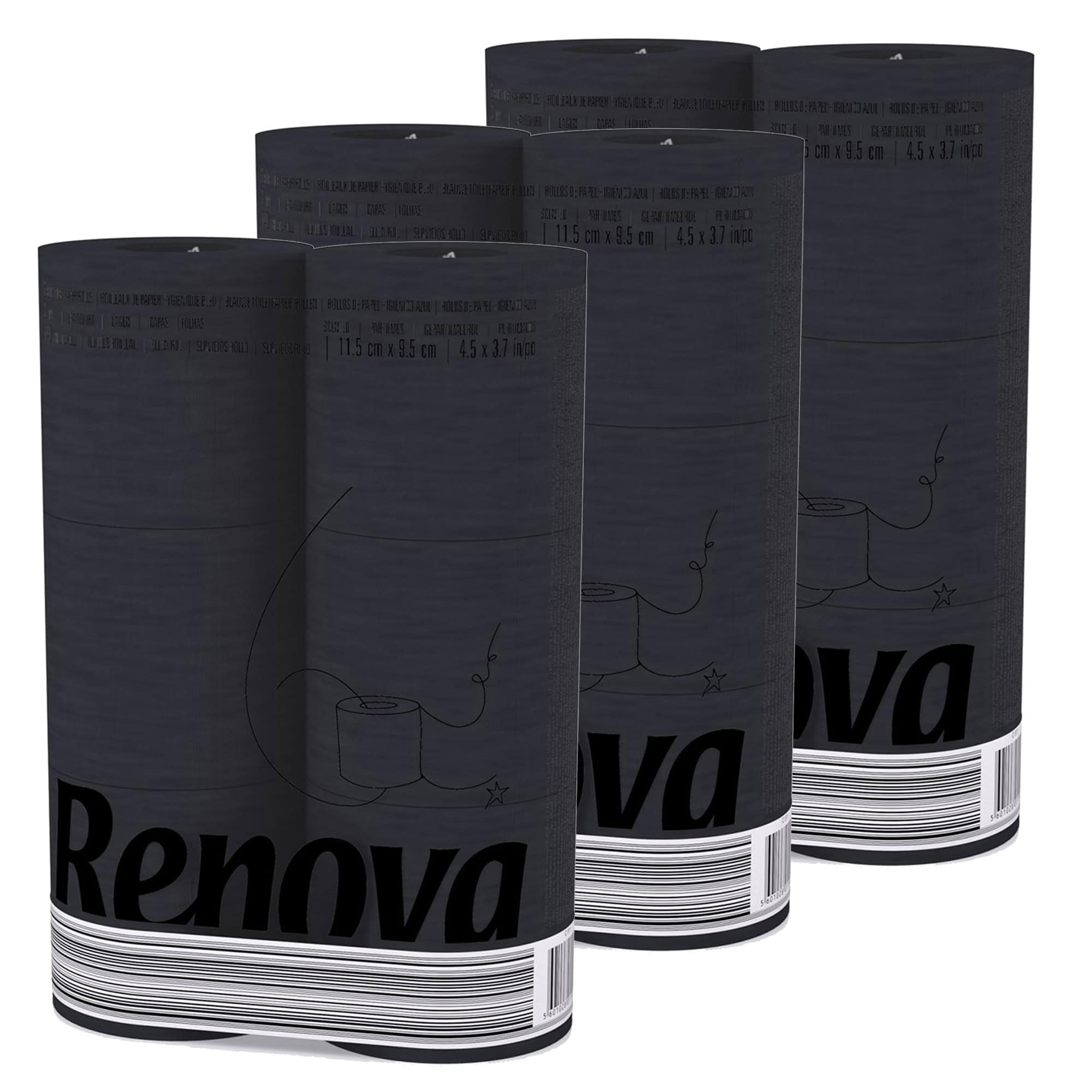 EVIDECO FRENCH HOME GOODS 3-Ply 140-Sheet Black Toilet Paper Luxury Bulk Sandalwood-Scented Tube Embossed - Set of 8