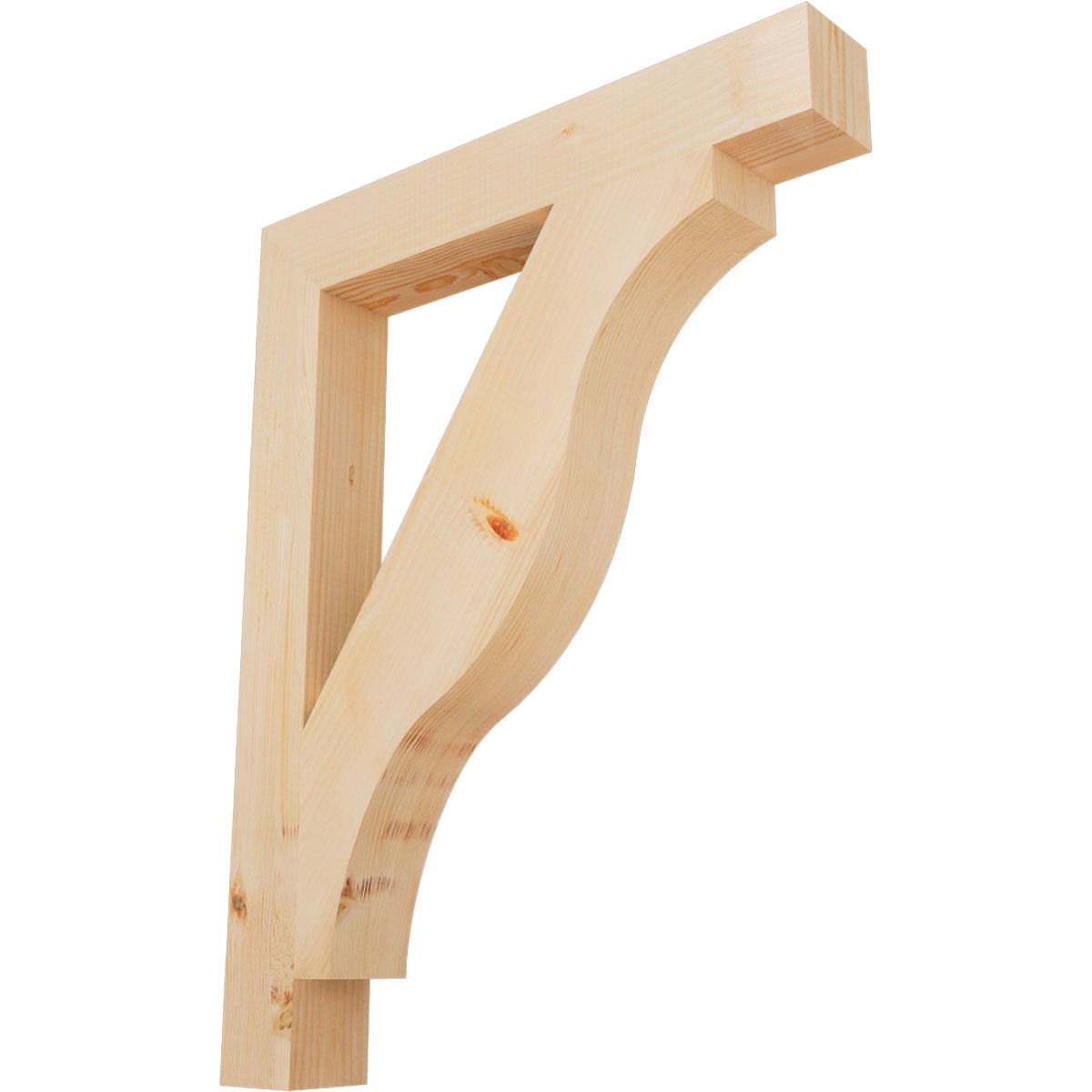 Ekena Millwork BKT04X28X36FST05SDF Funston Block Smooth 3-1/2-in x 28-in x 36-in Douglas fir Brown Wood Standard bracket