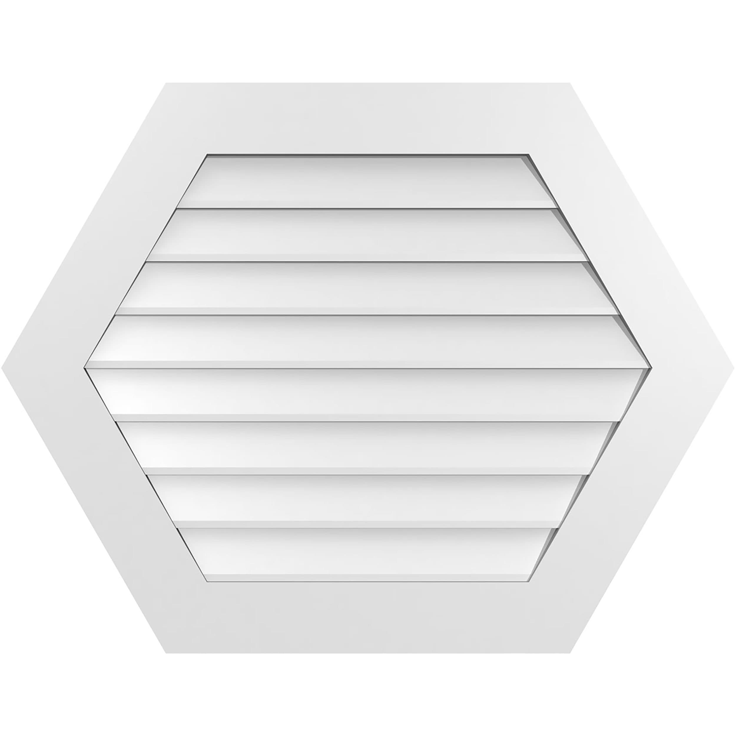 Ekena Millwork GVPHP36X2801SN 36-Inches x 28-Inches Off-white Peaked PVC Gable Louver Vent