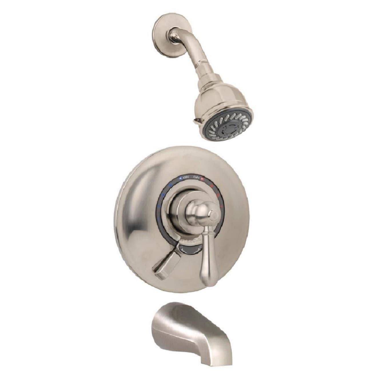 Symmons S7602STNRP Allura Satin Nickel 1-handle Multi-function 3.28-Inches Round Bathtub and shower Faucet