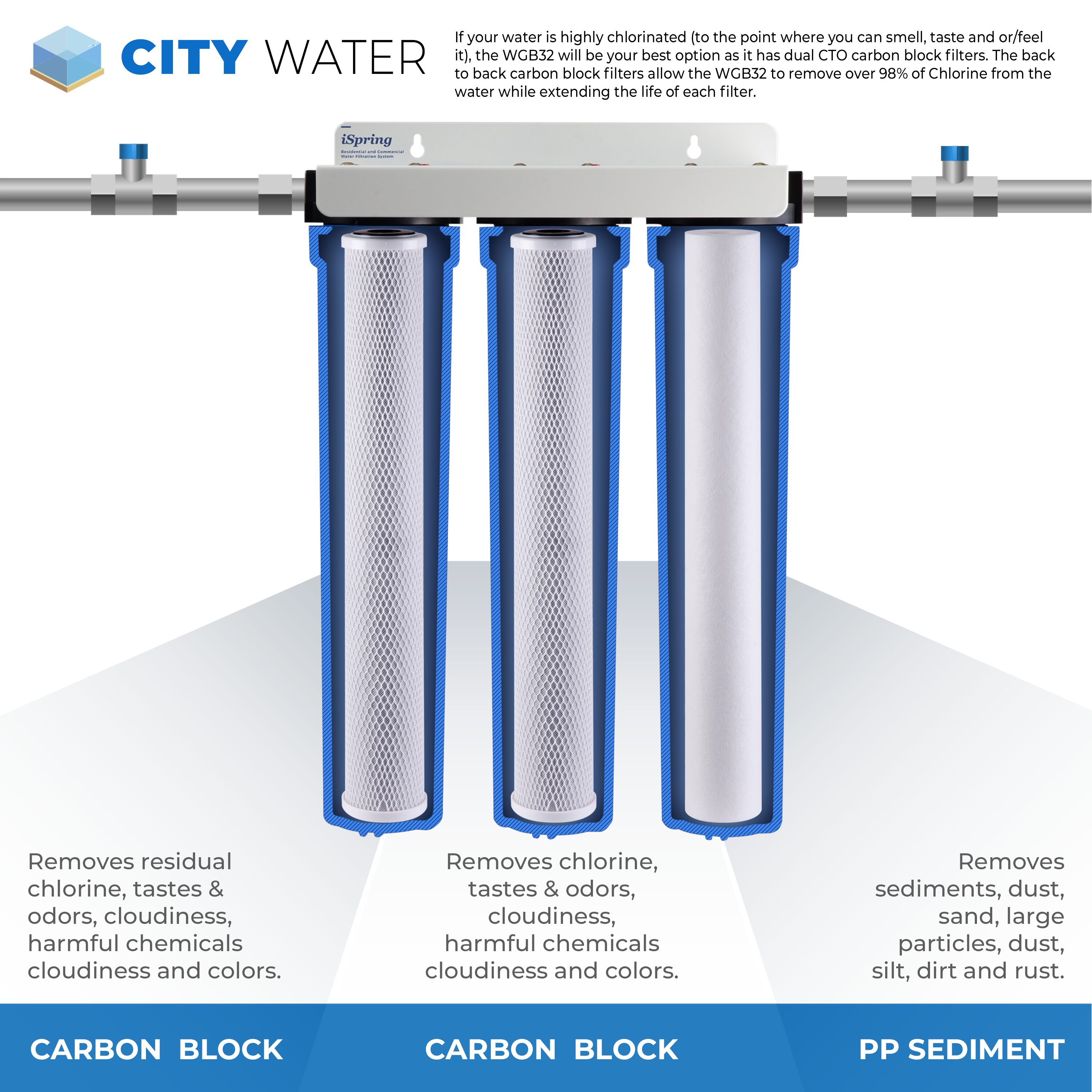 Whole House Water Filter System, SimPure 10-Inch Water Filtration for City  Water, Well Water, Rainwater, 4.5 x 10, Blue 