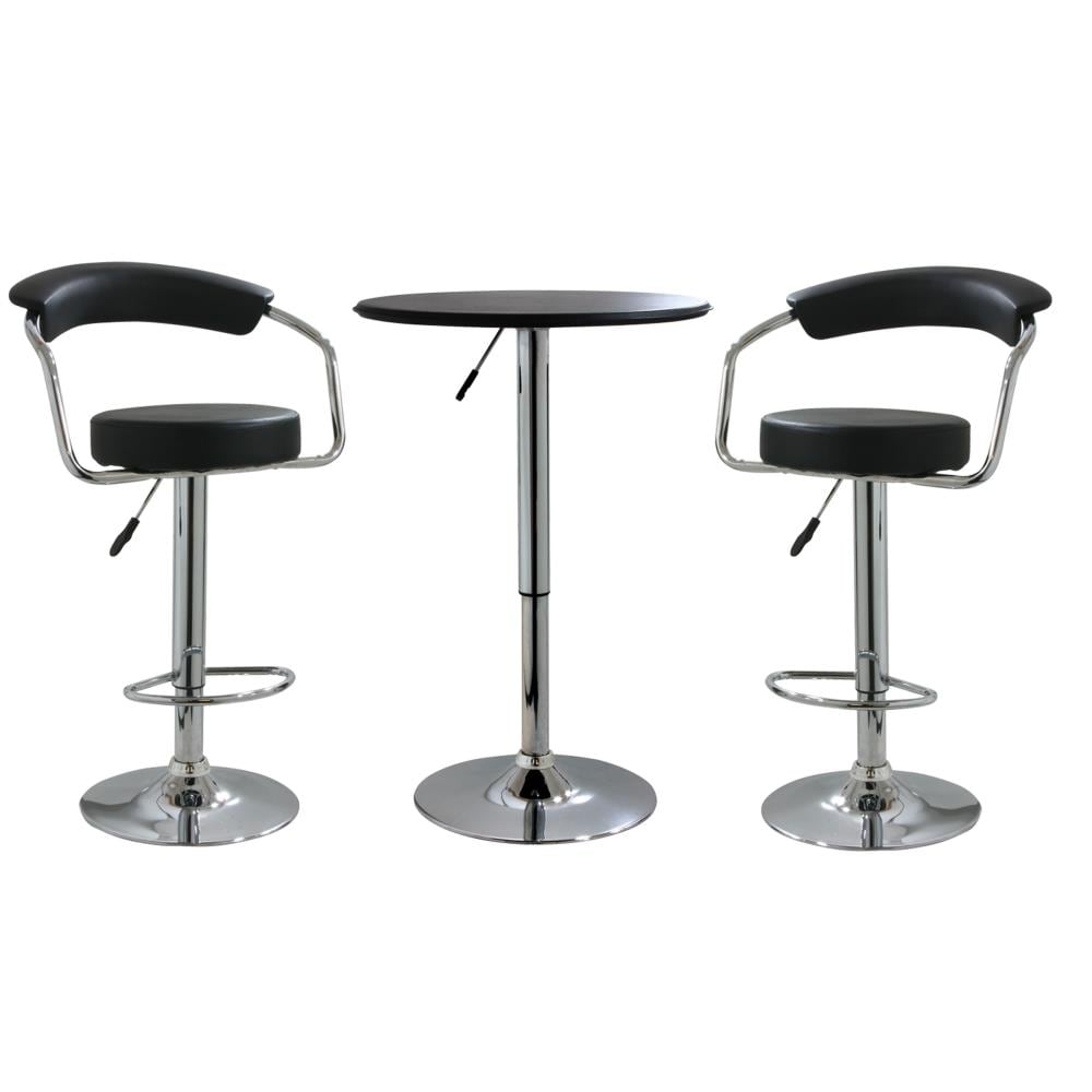 AmeriHome BSSET3 Set of 3 Black 24.75-in H Adjustable height Upholstered Swivel Metal Bar Stool