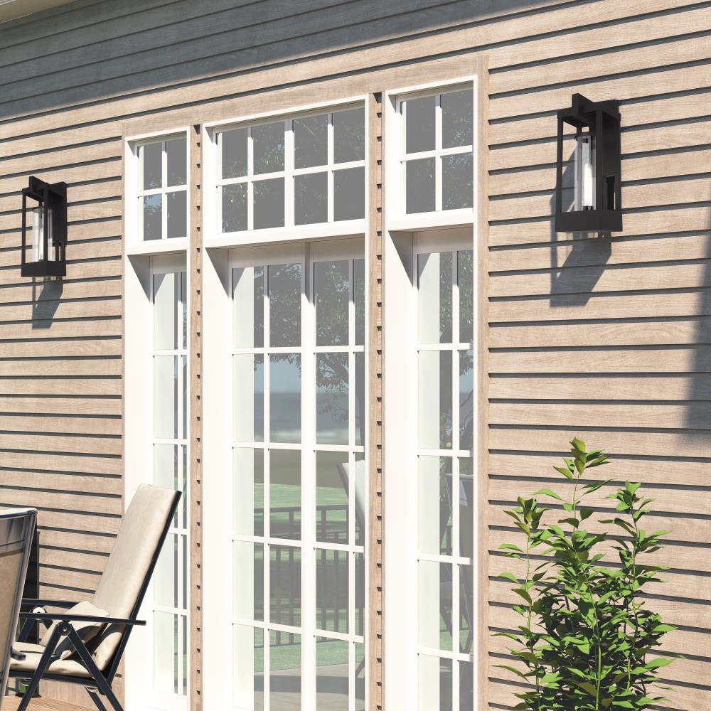 Black Solid Brass Outdoor Wall Lantern with Clear Glass Shade