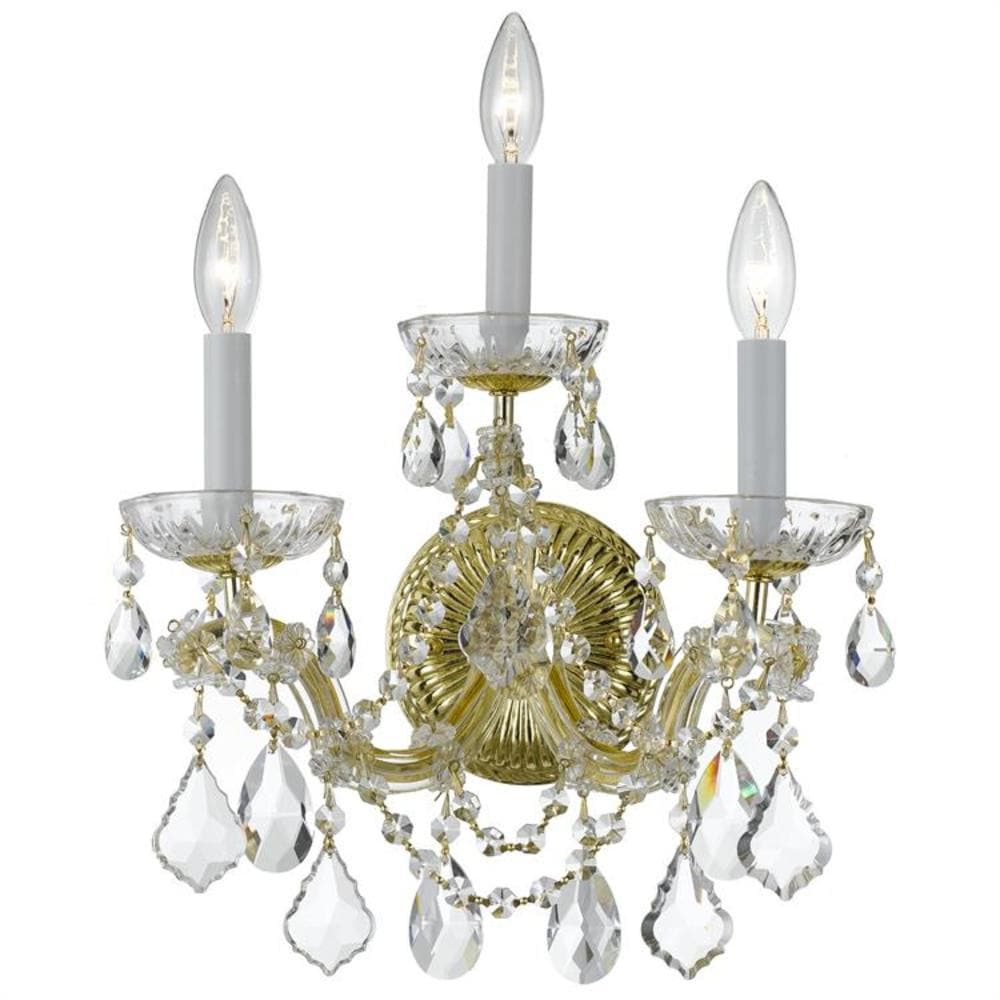 Crystorama Maria Theresa 14-in W 3-Light Gold Wall Sconce in the Wall ...