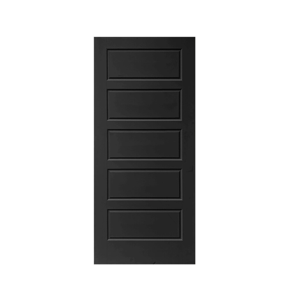 CALHOME PK-5PANEL-RS-30D 30-in x 80-in Black MDF Hollow core Single Barn Door (Hardware Not Included)