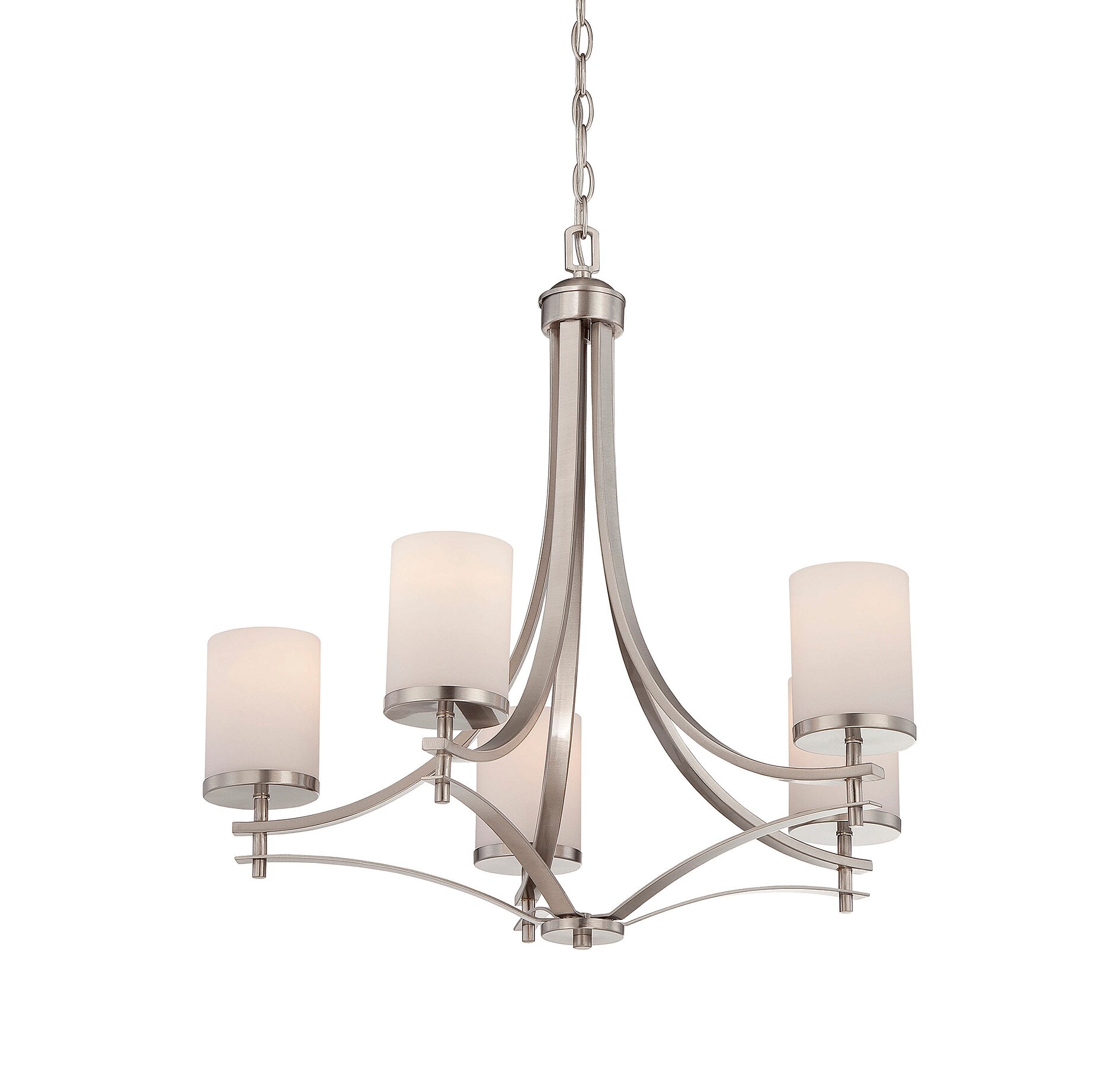 Colton Satin Nickel 5-Light Chandelier with White Opal Glass
