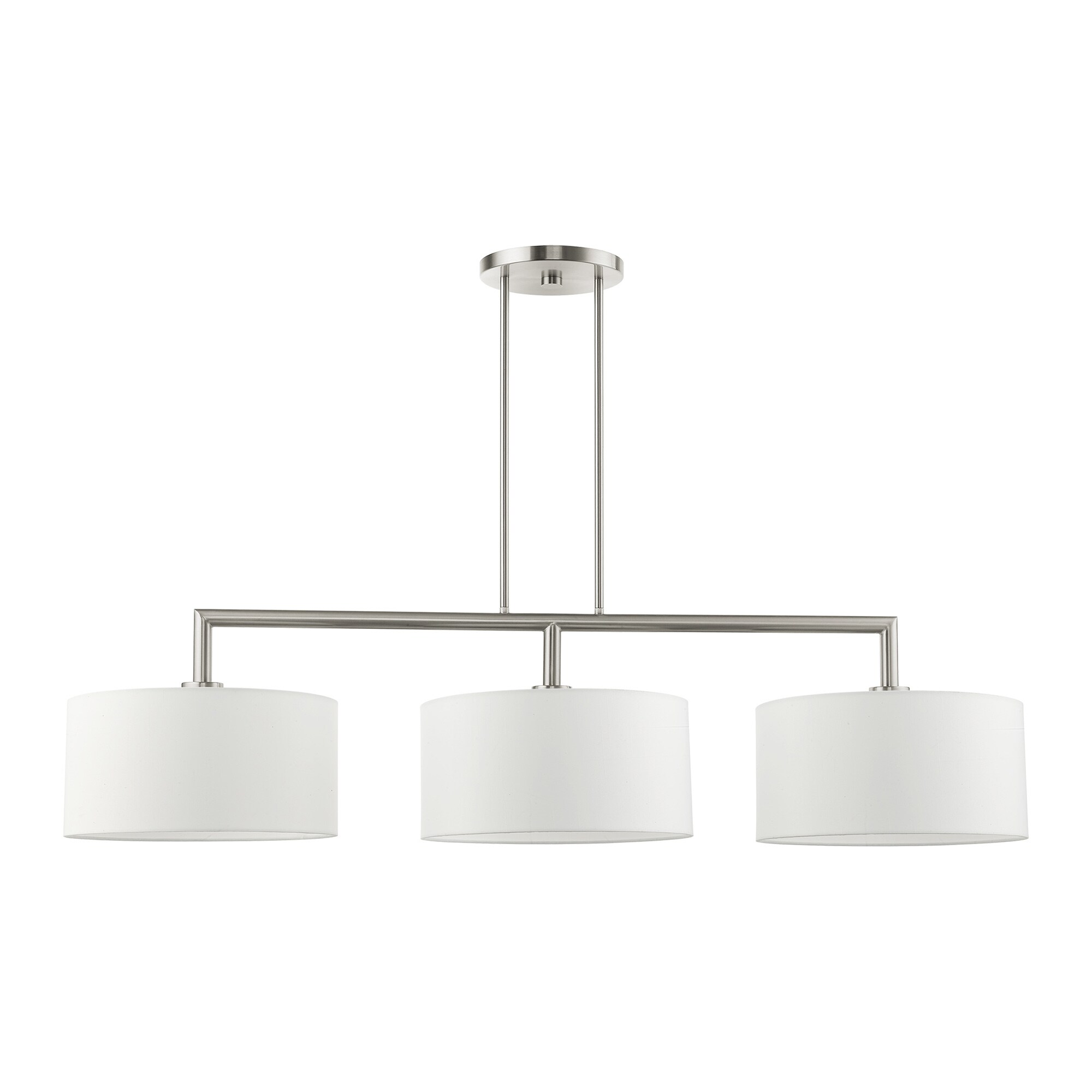 Sleek Brushed Nickel 3-Light Linear Drum Chandelier