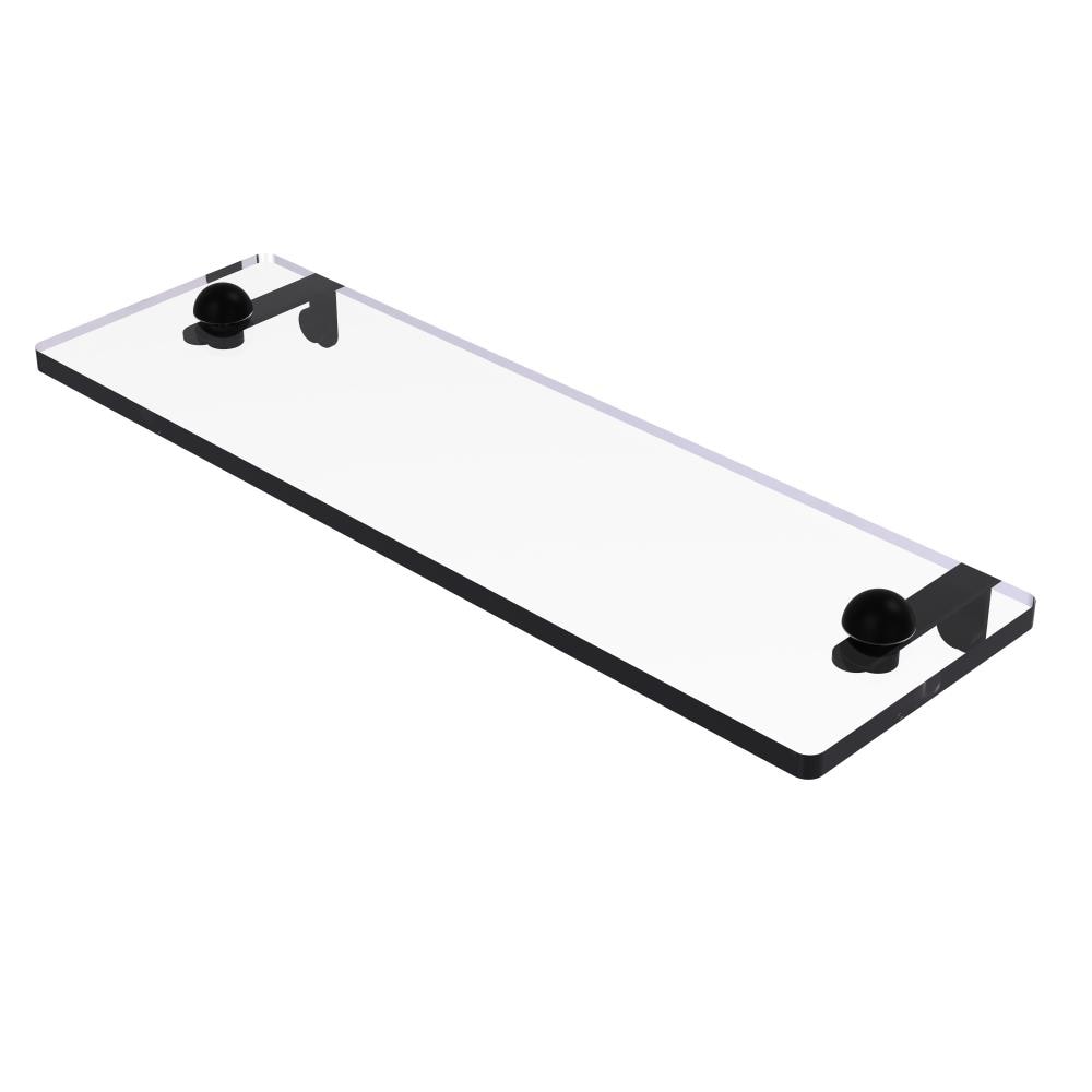 Matte Black Brass 16" Glass Vanity Wall Shelf