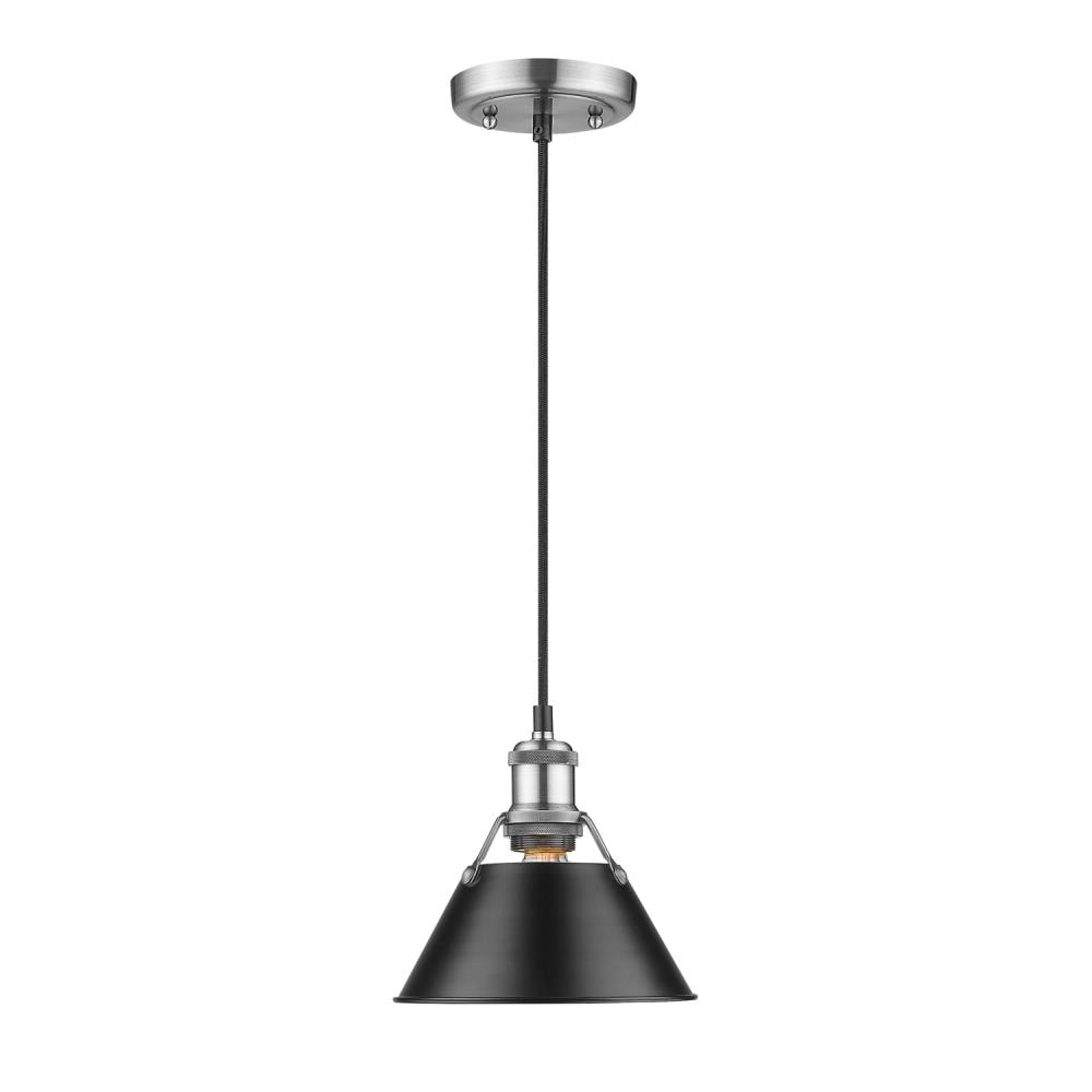 Golden Lighting 3306-S PW-BLK Orwell Pewter Industrial Cone Mini Hanging Pendant light