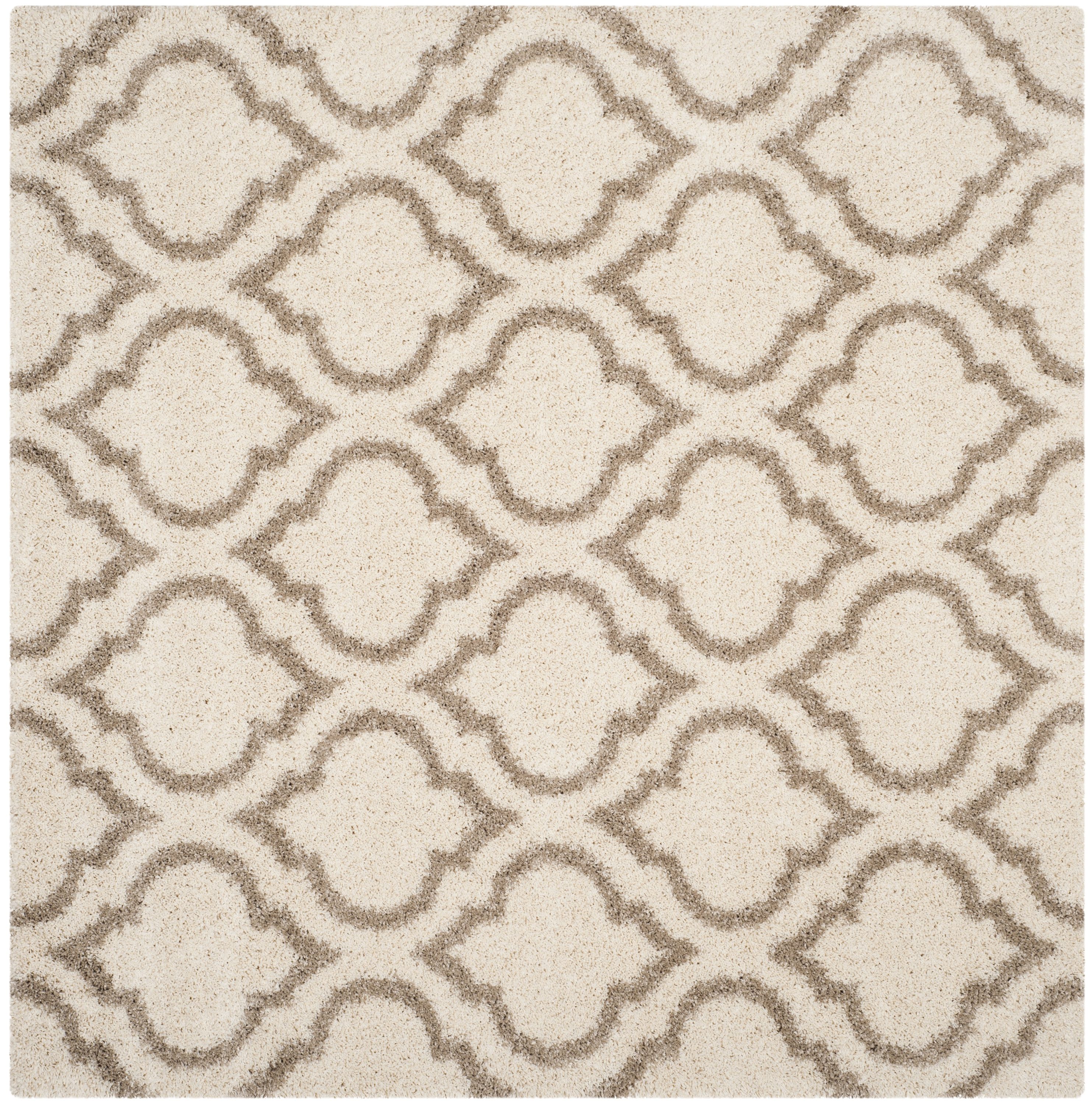 Safavieh SGH284D-7SQ Hudson Tensas Shag 7 x 7 (ft) Loomed Polypropylene Ivory/Beige Square Indoor Trellis Area rug