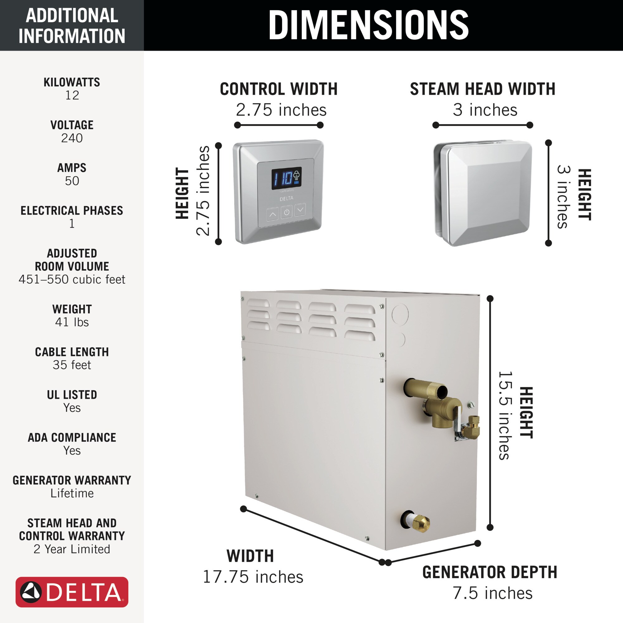 Delta 5P-EST12-PR Steam-Showers - View #8