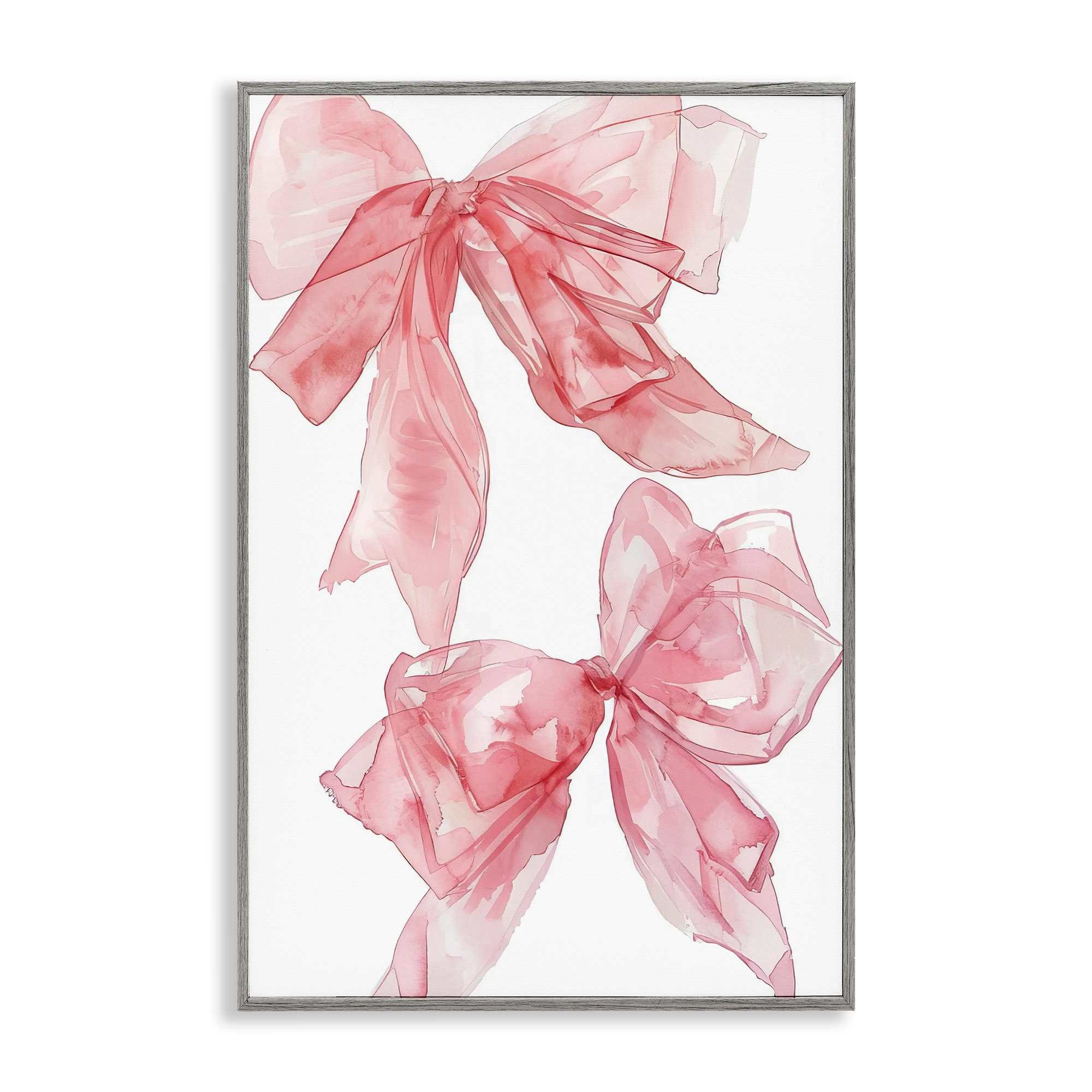 Stupell Industries BT-651-GFF-20X30 Sheer Pastel Pink Bows Gray Framed Giclee Art design by LSR Design Studio 20 x 30