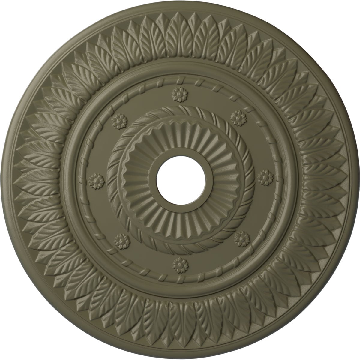 Ekena Millwork CM26LFSSF Leaf 26.75-in W x 26.75-in L Painted Spartan Stone Polyurethane Whole Ceiling Medallion