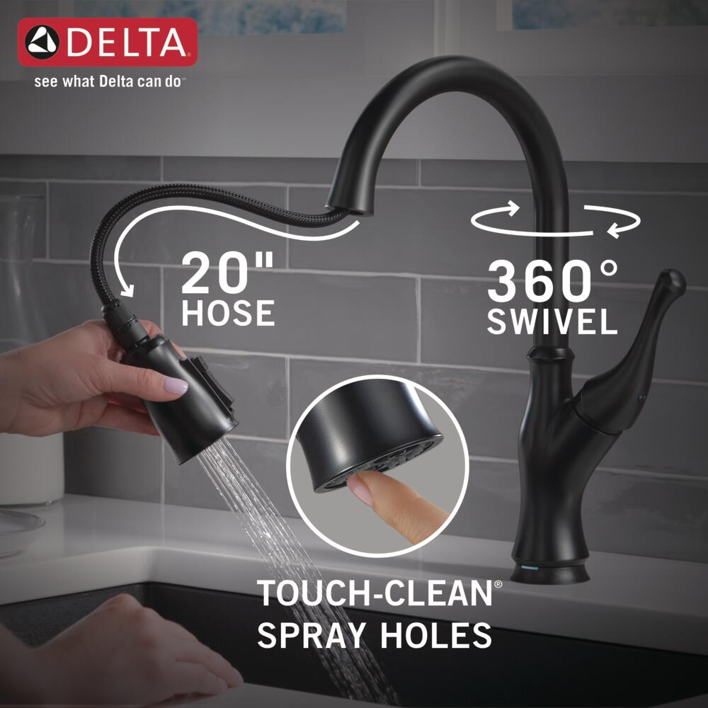 Delta Ophelia Touch2O Matte Black Single Handle Touch-on Pull-down ...