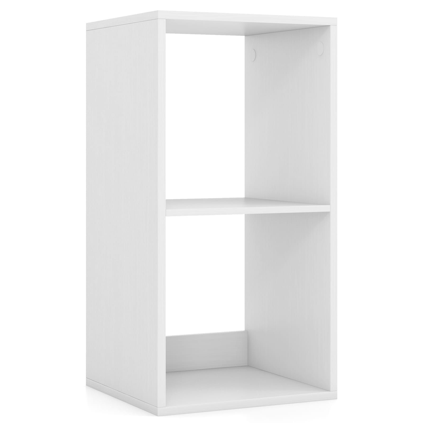 Slickblue D-CO-HW84701BC White 2 Cube Vertical Bookcase with Open Back for Small Spaces Bedroom or Office (14L x 13W x 27.5H)