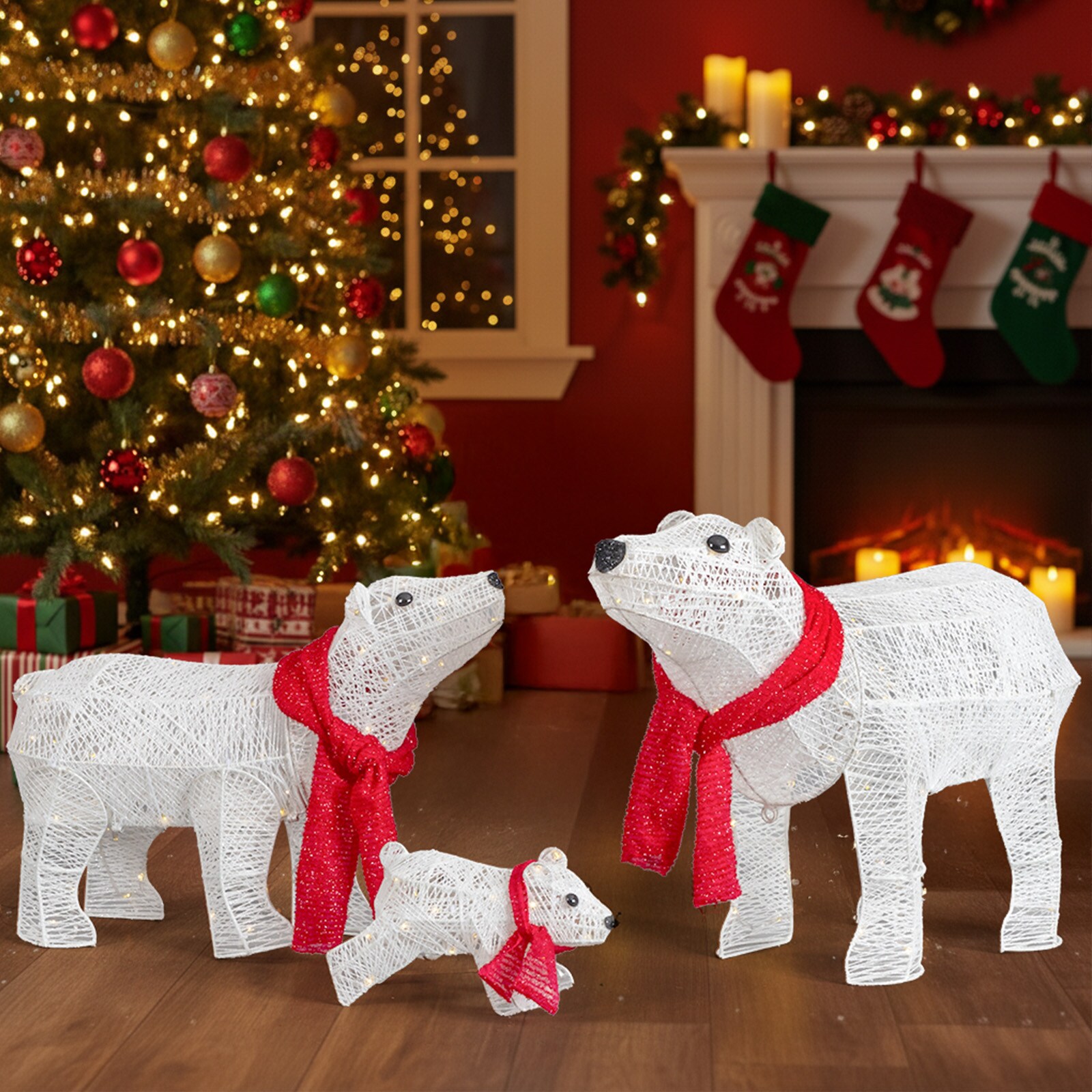 Zyerch 3 Pack Lighted Polar Bear Family Christmas Decorations 190