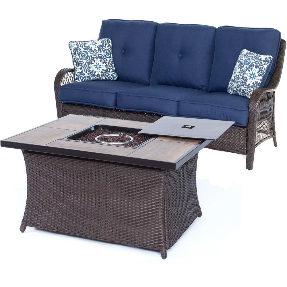 Hanover ORLEANS2PCFP-NVY-A Orleans 2-Piece Patio Conversation Set with Blue Cushions