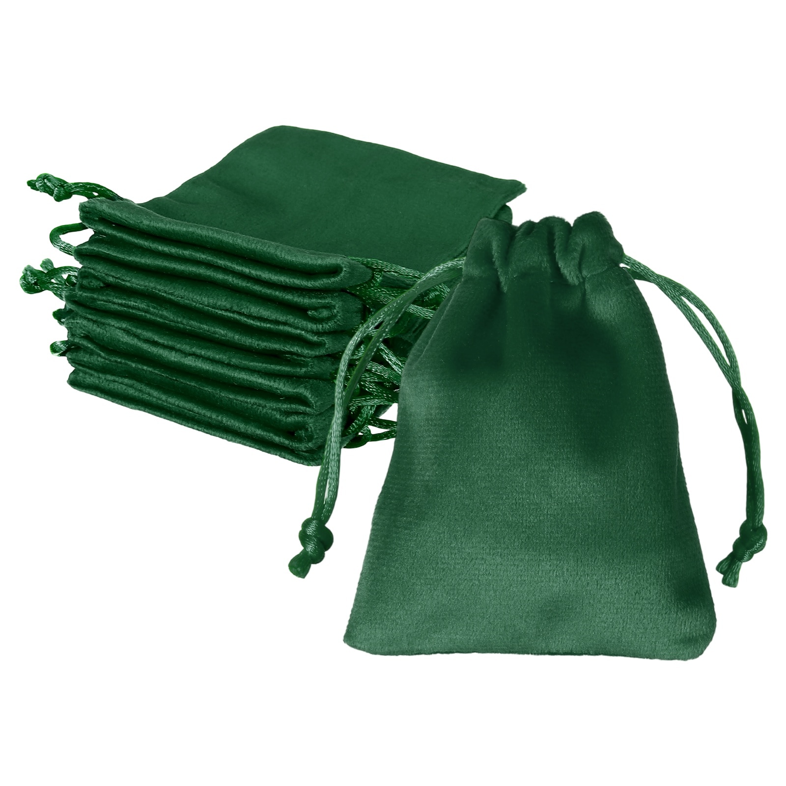 Unique Bargains 12pcs Velvet Gift Bags 2.8x3.5 Inch Small Jewelry Velvet Drawstrings Pouches Gift Bags for Wedding Favor Party Jewelry Packaging Organizing Storage Dark Green