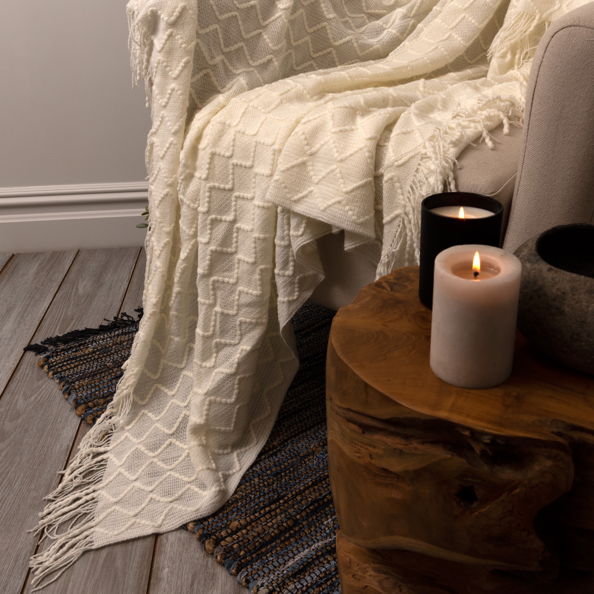 Best Home Fashion THROW-WD18403-60-IV Blankets-And-Throws - View #4