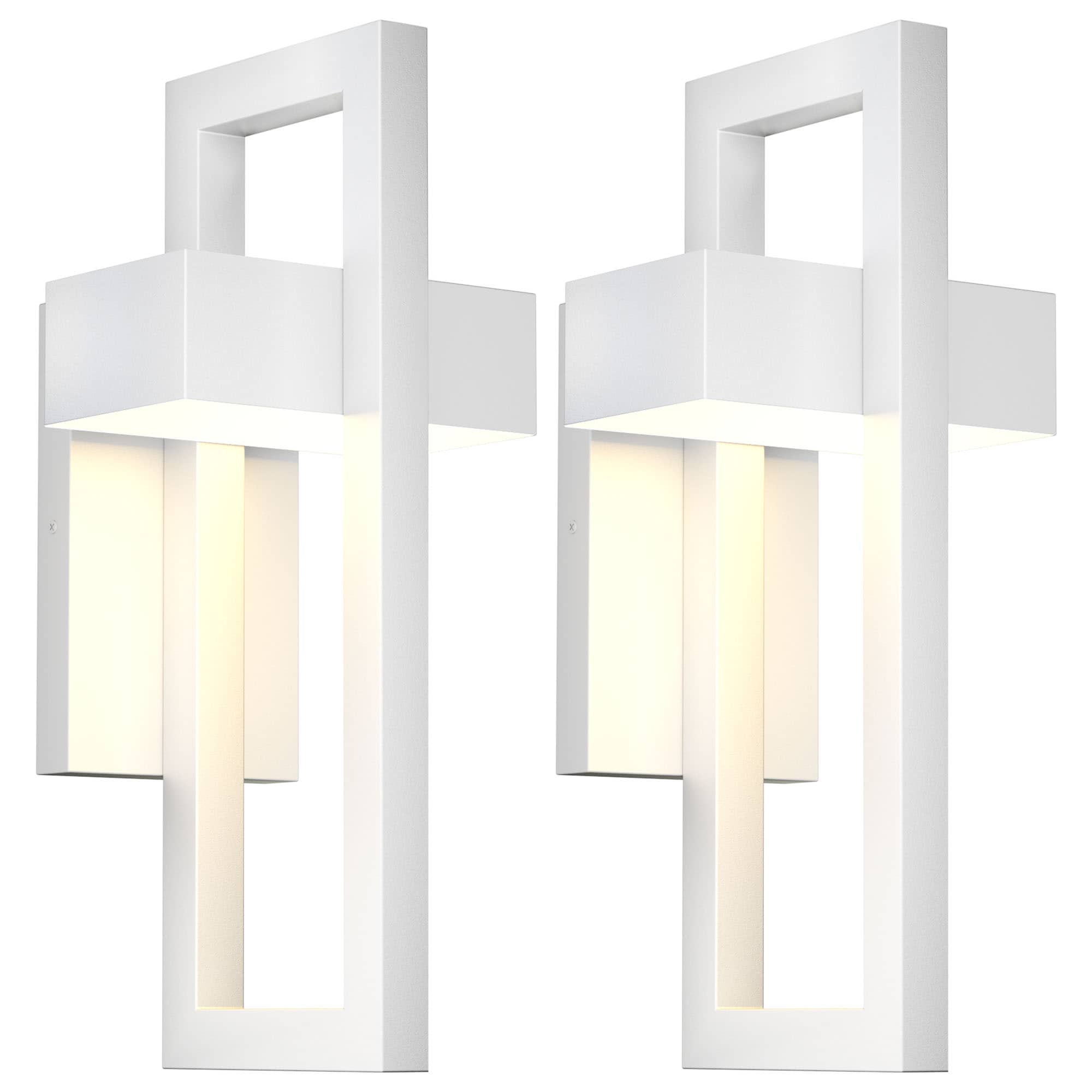 Matte White Frosted Glass Modern Outdoor Wall Sconces, 16.5-inch