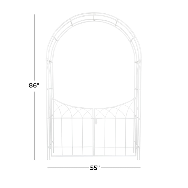 Grayson Lane 5-ft W x 7-ft H White Indoor/Outdoor Arched Gate Garden ...