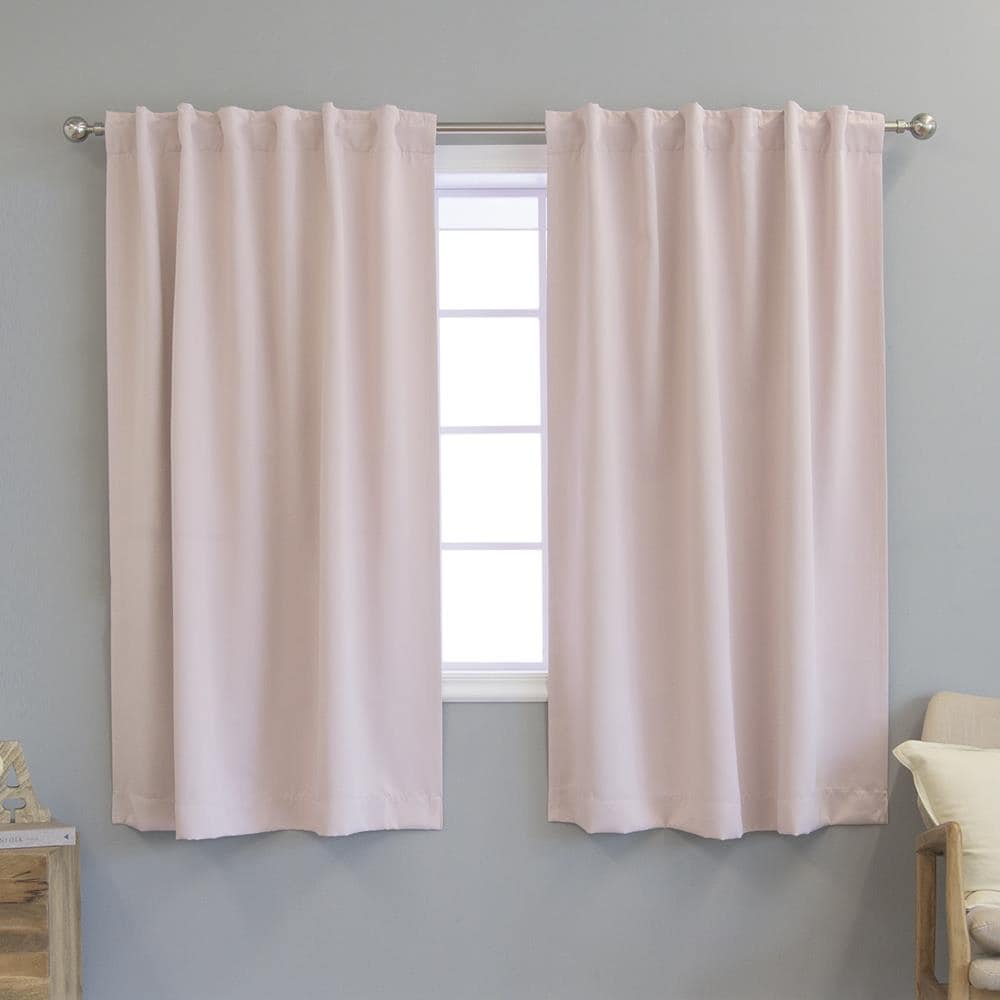 Best Home Fashion SOLID-63-BABYPINK 63-Inches Baby Pink Blackout Back tab Curtain panel pair