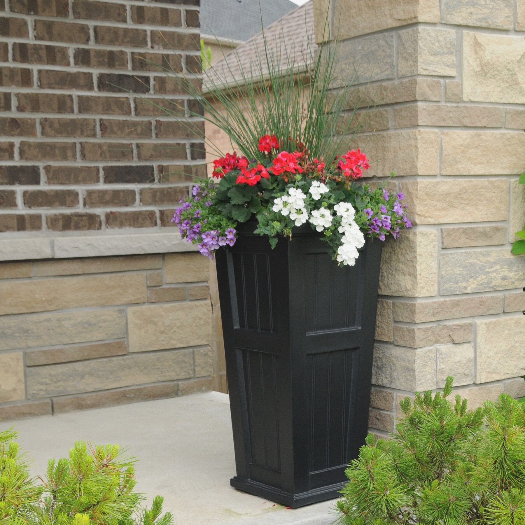 Cape Cod 32" Black Polyethylene Self-Watering Planter
