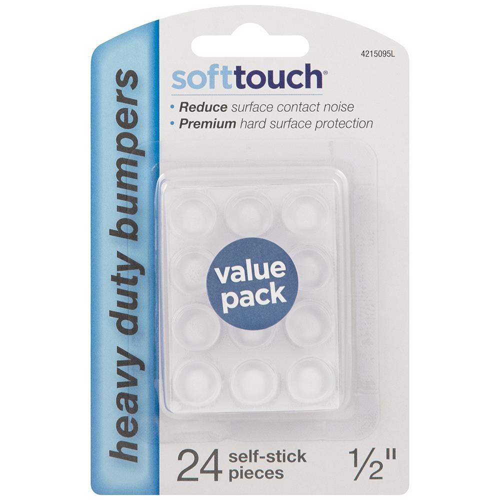 SoftTouch 4215095N Heavy Duty 24 -Pack Round Plastic Cabinet Bumpers