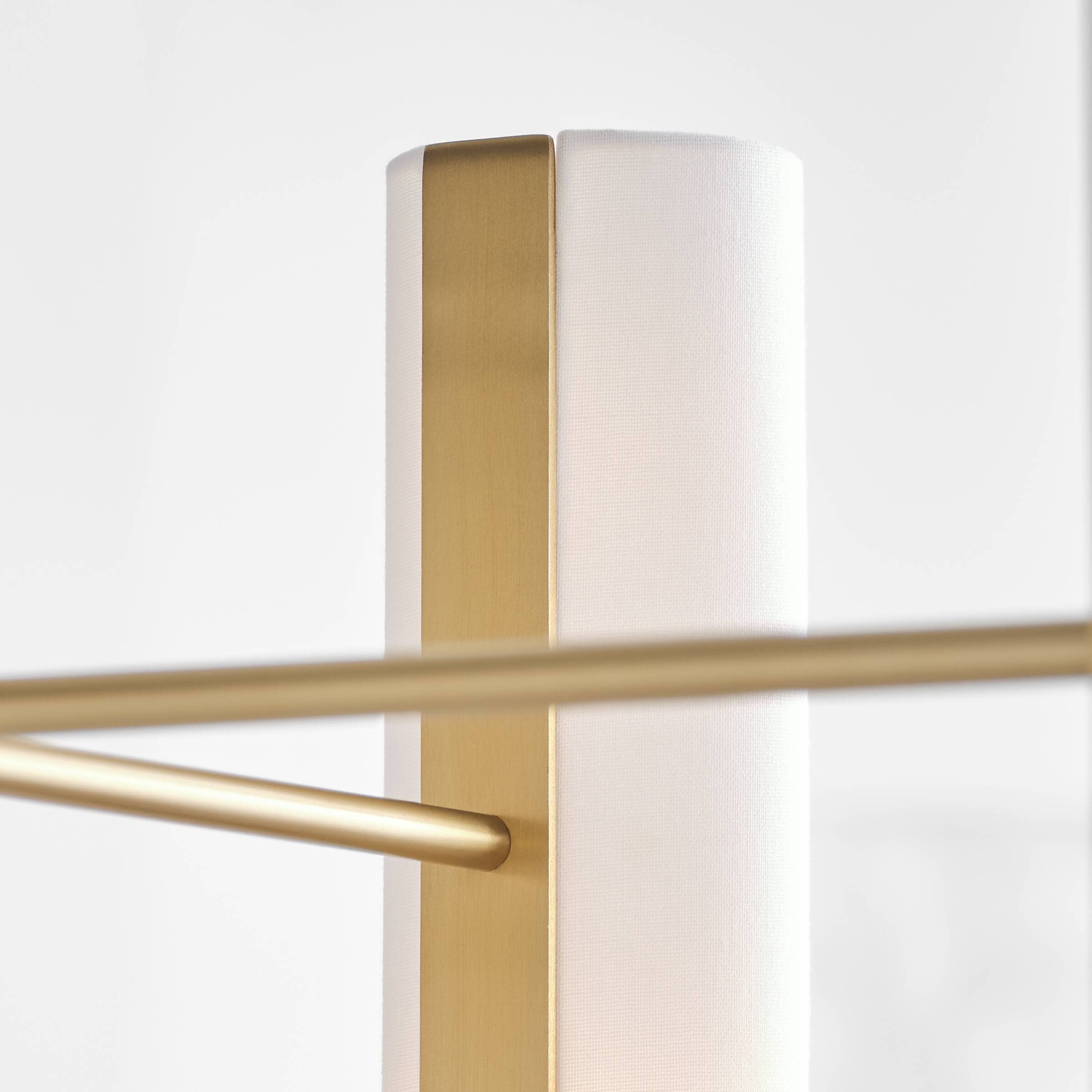 Satin Brass 8-Light Chandelier with White Linen Shades