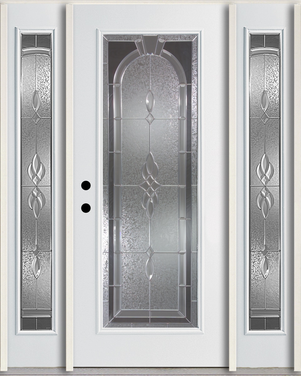 RELIABILT LO841710 Hampton 60-in x 80-in x 4-9/16-in Fiberglass Full lite Right-hand inswing Modern White Painted Prehung Front Door with Sidelights Insulating core